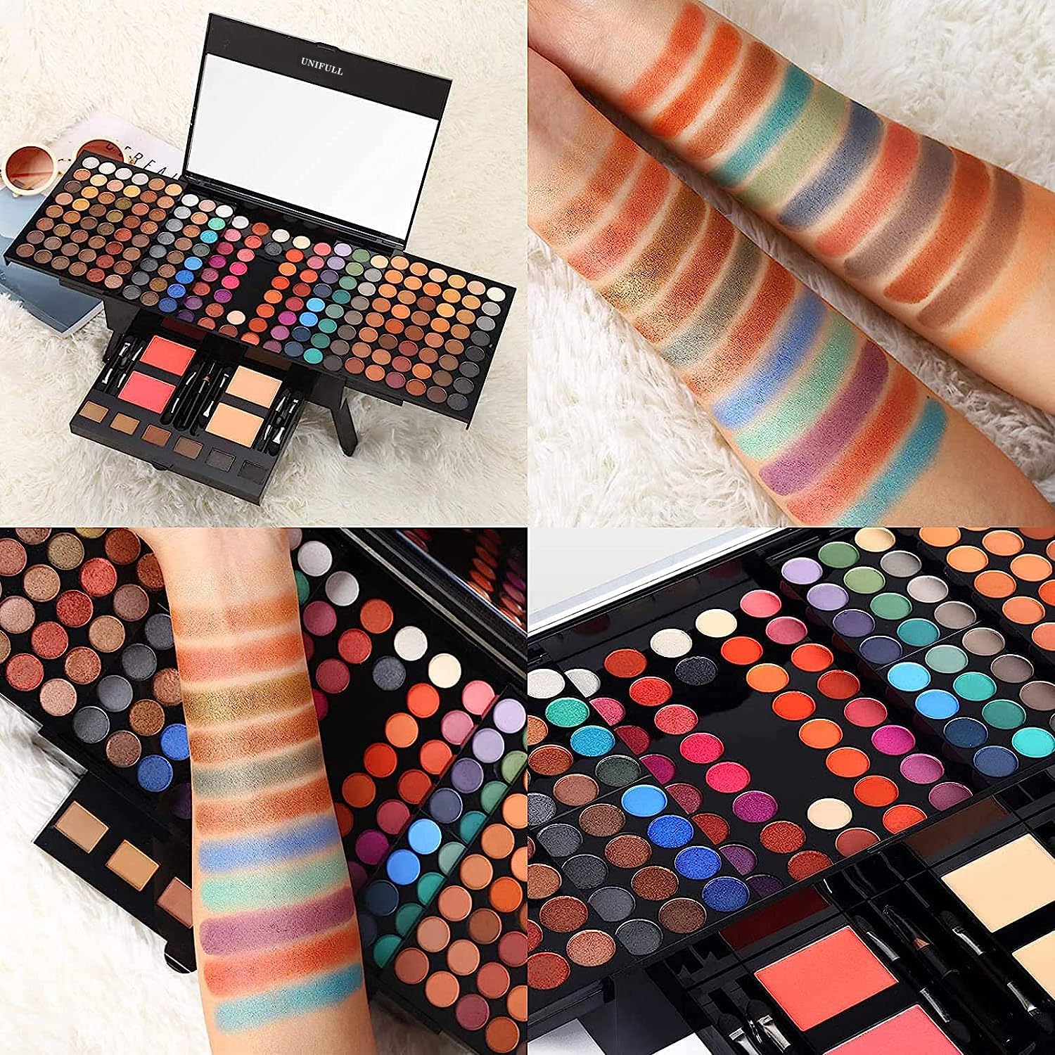 UNIFULL Paleta de maquillaje profesional de 190 colores para mujeres, set completo de maquillaje todo en uno para mujeres
