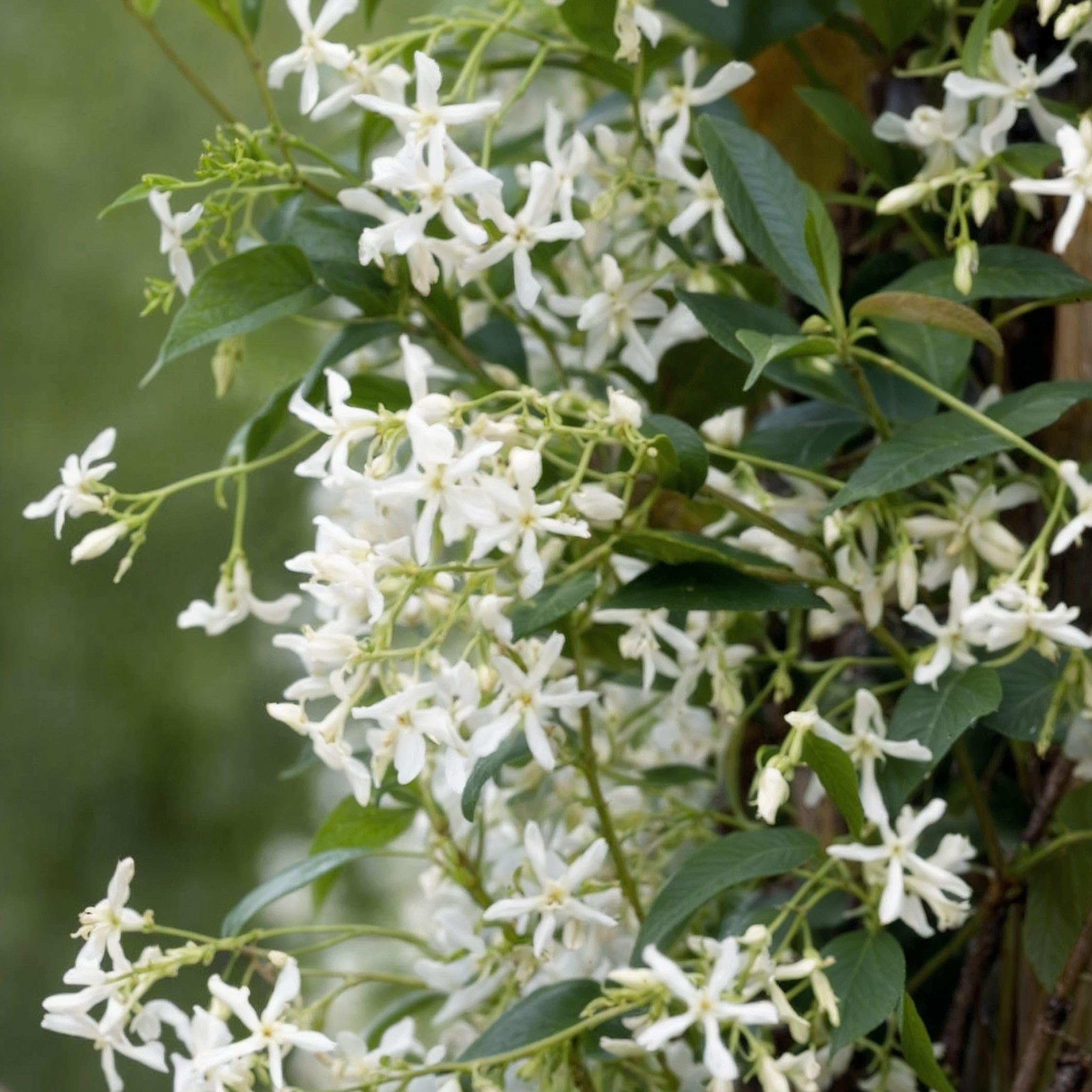 Trachelospermum jasminoides Set de 6 Jasmin plante étoile grimpant Fleurs blanc Pot 9cm Hauteur 25-40cm