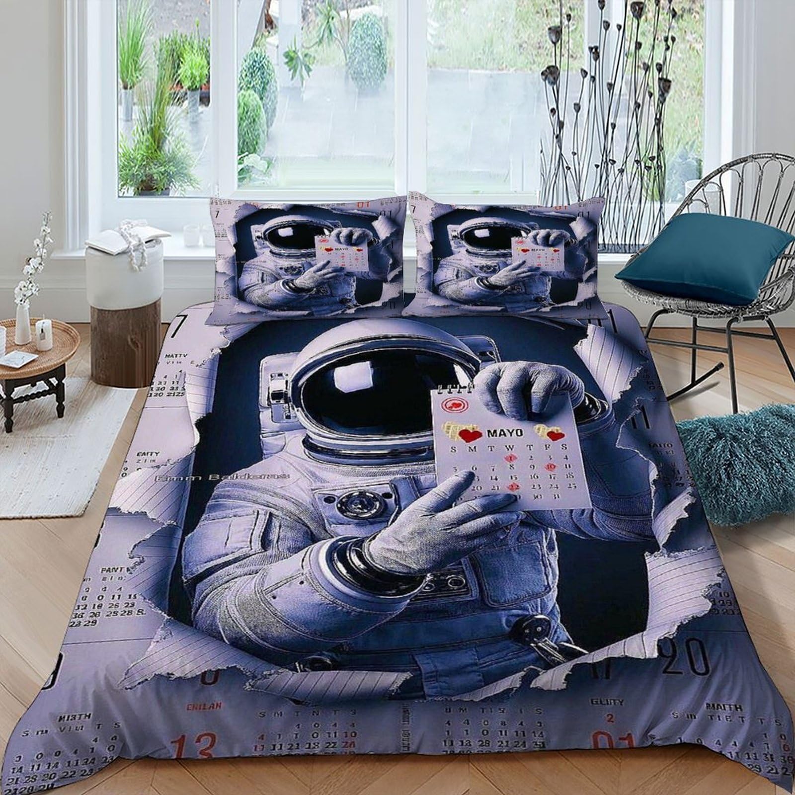 Parure de couette starry sky theme microfibre lit king size 3 pièces