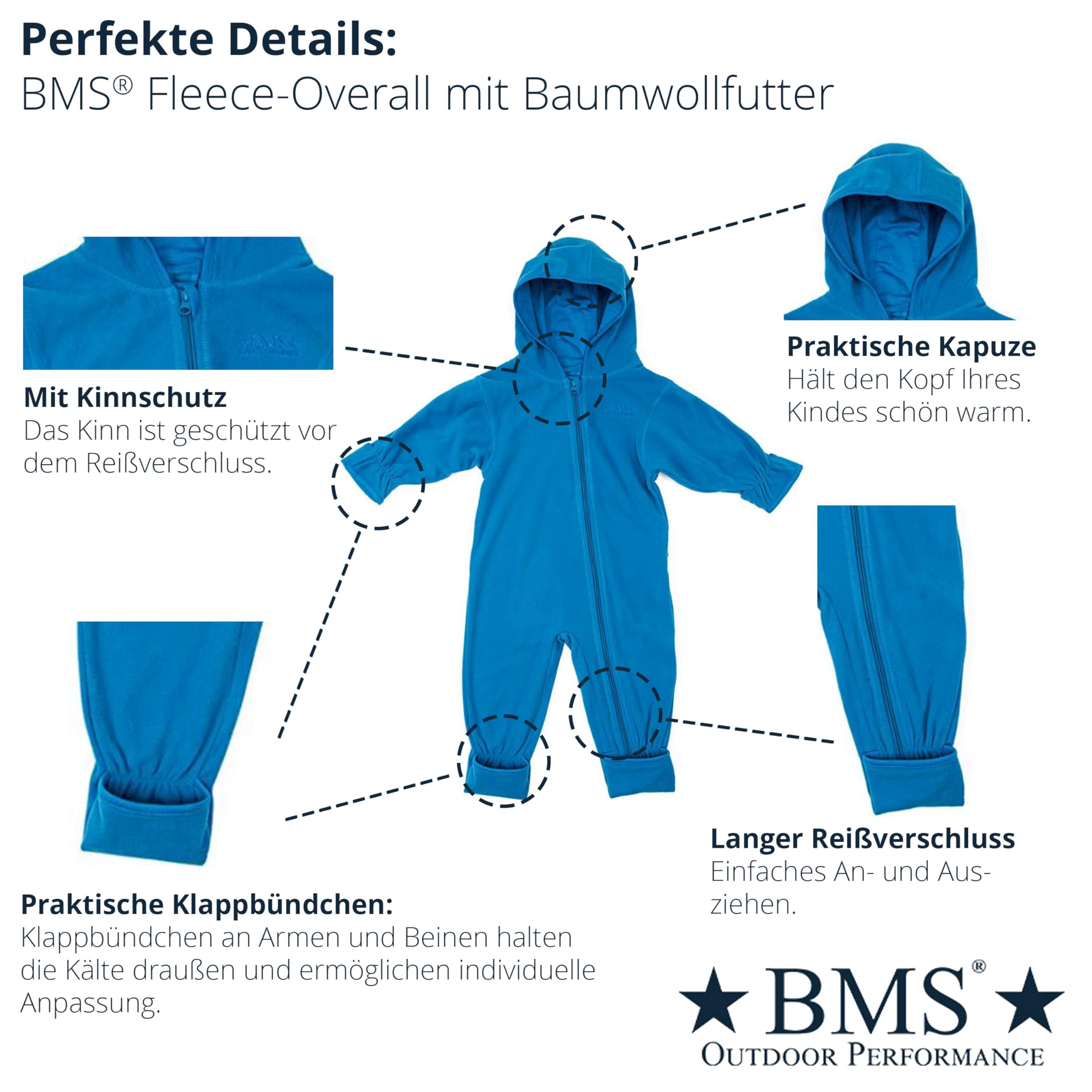 BMS® Clilma-Fleece kombinezon z podszewką, wysokiej jakości kombinezon dziecięcy i niemowlęcy z polaru Clima, idealny do aktywności na świeżym powietrzu oraz chusty do noszenia, foteli samochodowych