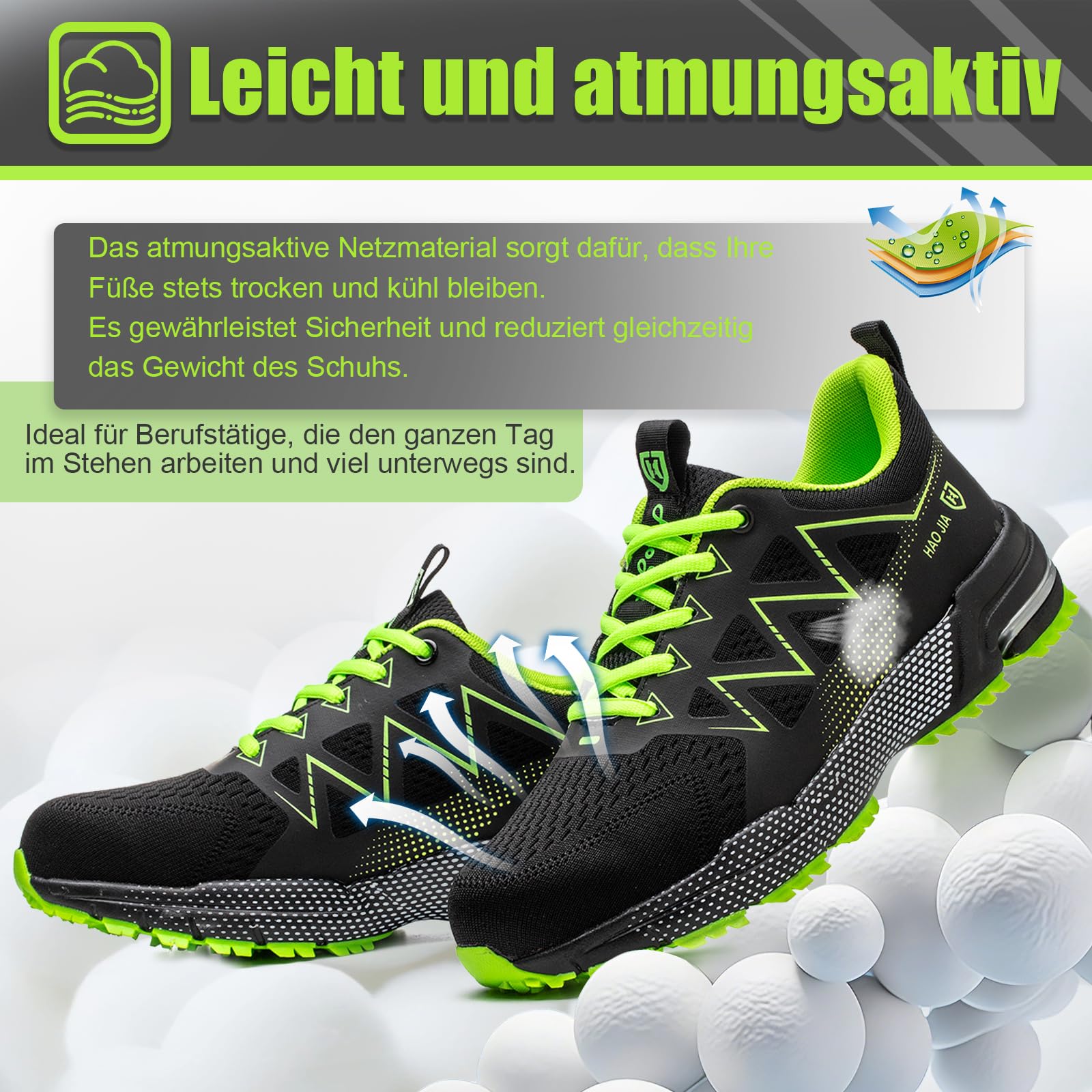 Zapatos de Seguridad Antideslizantes con Punta de Acero para Hombre Mujer Trabajo Ligero Transpirable