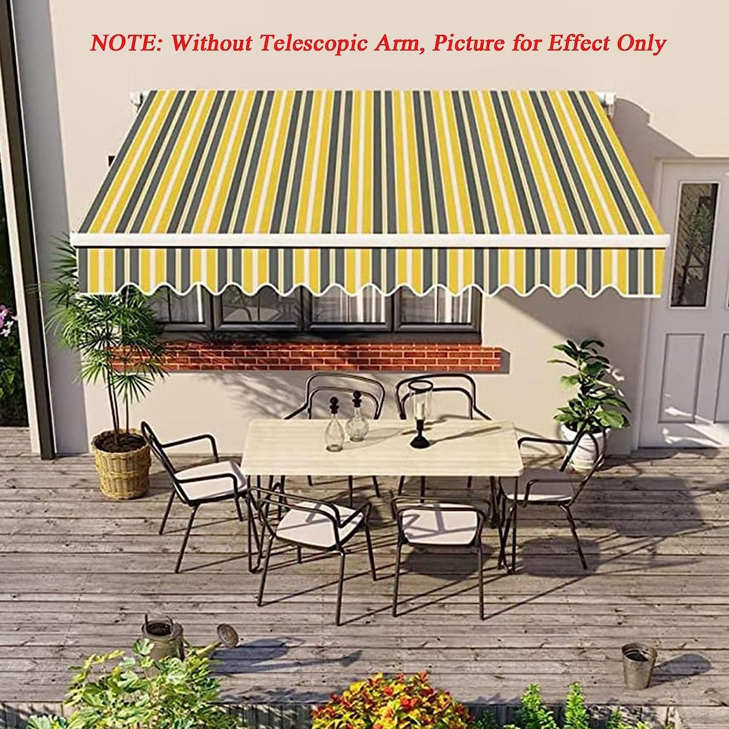Générique Toile De Rechange Store Banne, Tissu De Remplacement pour Auvent, Toile D'Auvent Tissu De Rechange pour Store Banne, Extérieur Tissu Remplacement pour Auvent Anthracite(Yellow Stripes,3x2m)