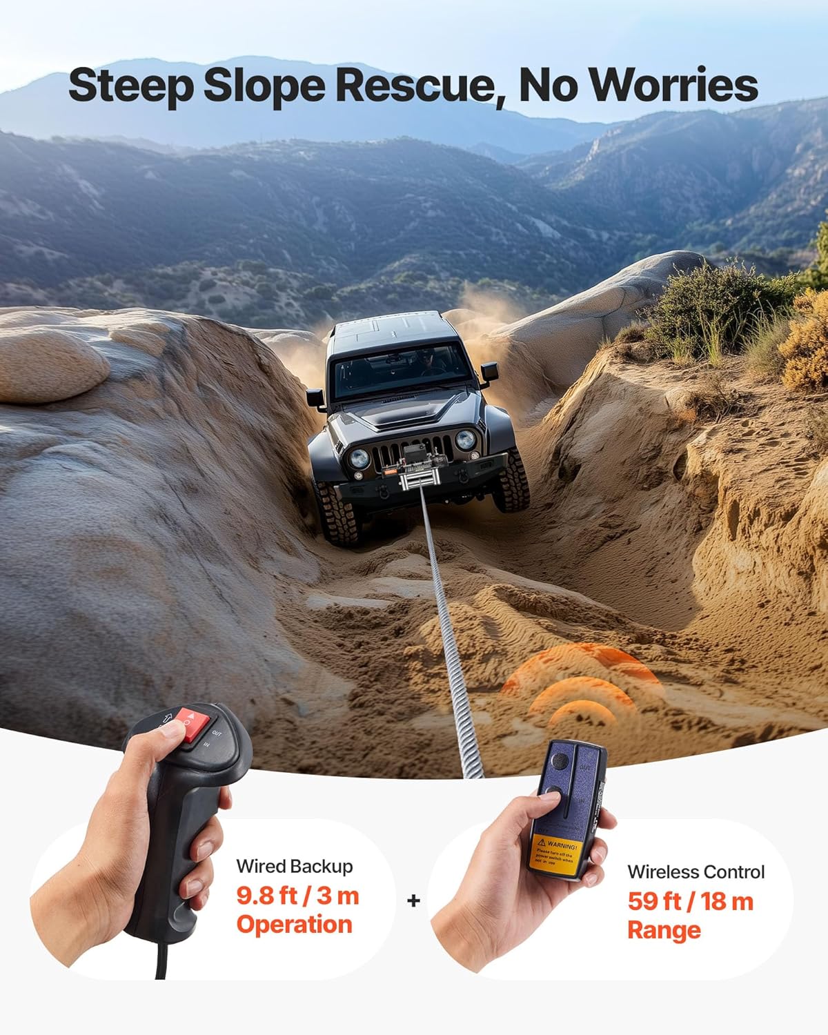 VEVOR Truck Winch 12000lbs Electric Winch 85ft/26m Steel Cable 12V Power Winch Jeep Winch with Wireless Remote Control and Powerful Motor for UTV ATV & Jeep Truck and Wrangler in Car Lift