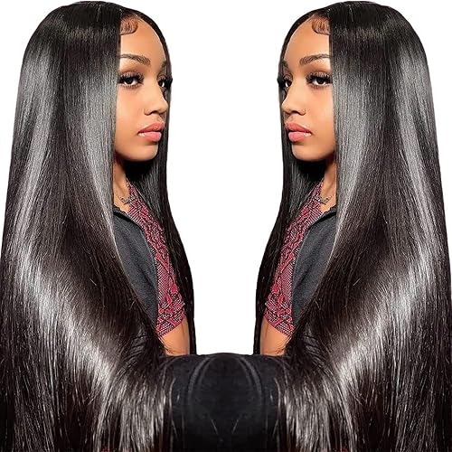 TTSMINS 13x6 Lace Front Wigs Human Hair 180 Density 26 Inch Straight Wig | HD Transparent Lace,Pre-plucked Hairline,Middle or Side Parts with An Adjustable Cap,For Daily Wear,Work and Special Events