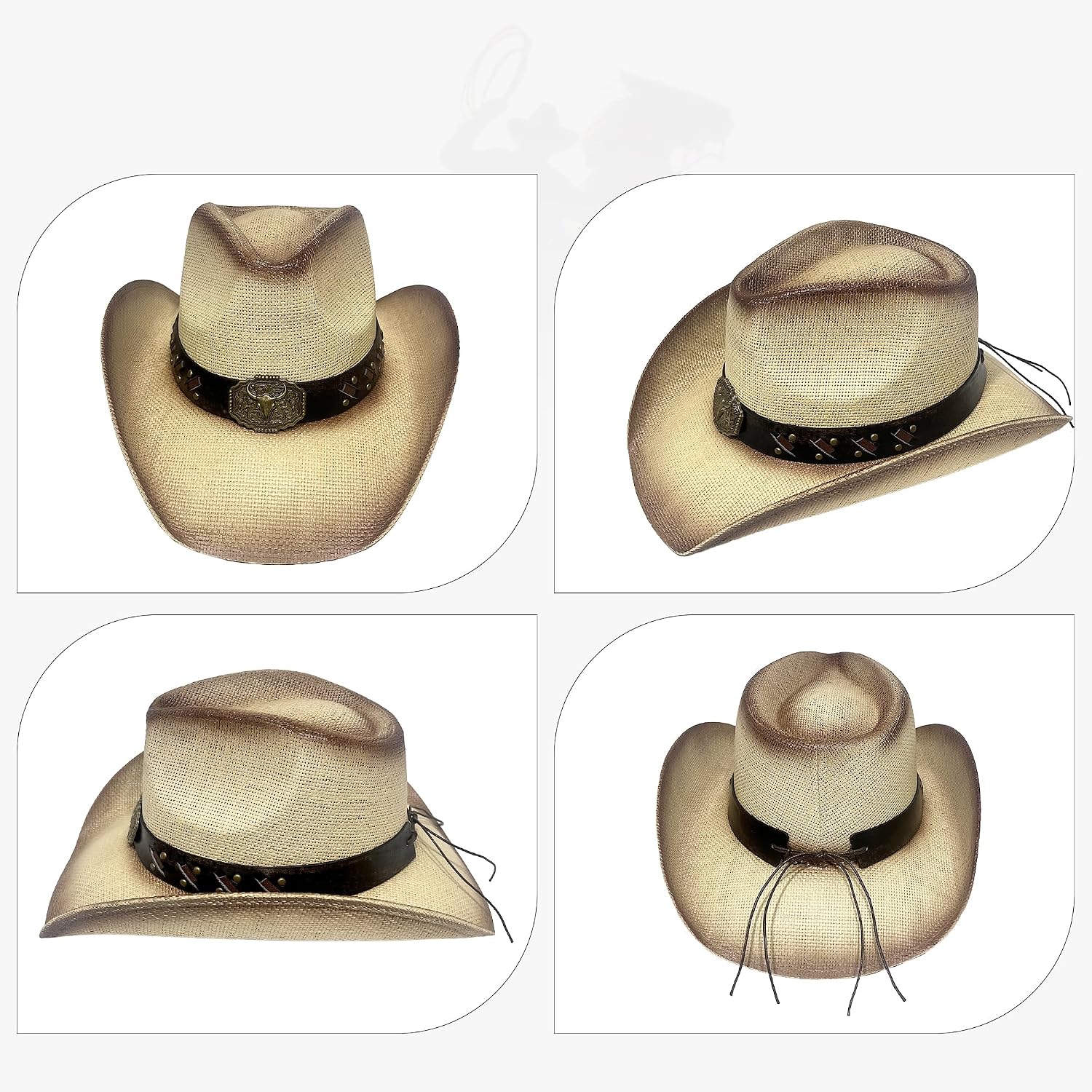 Wildarms Men's Western Cowboy Hat Classic Straw Style with Curved Brim for Outdoor, Rodeo & Party Wear