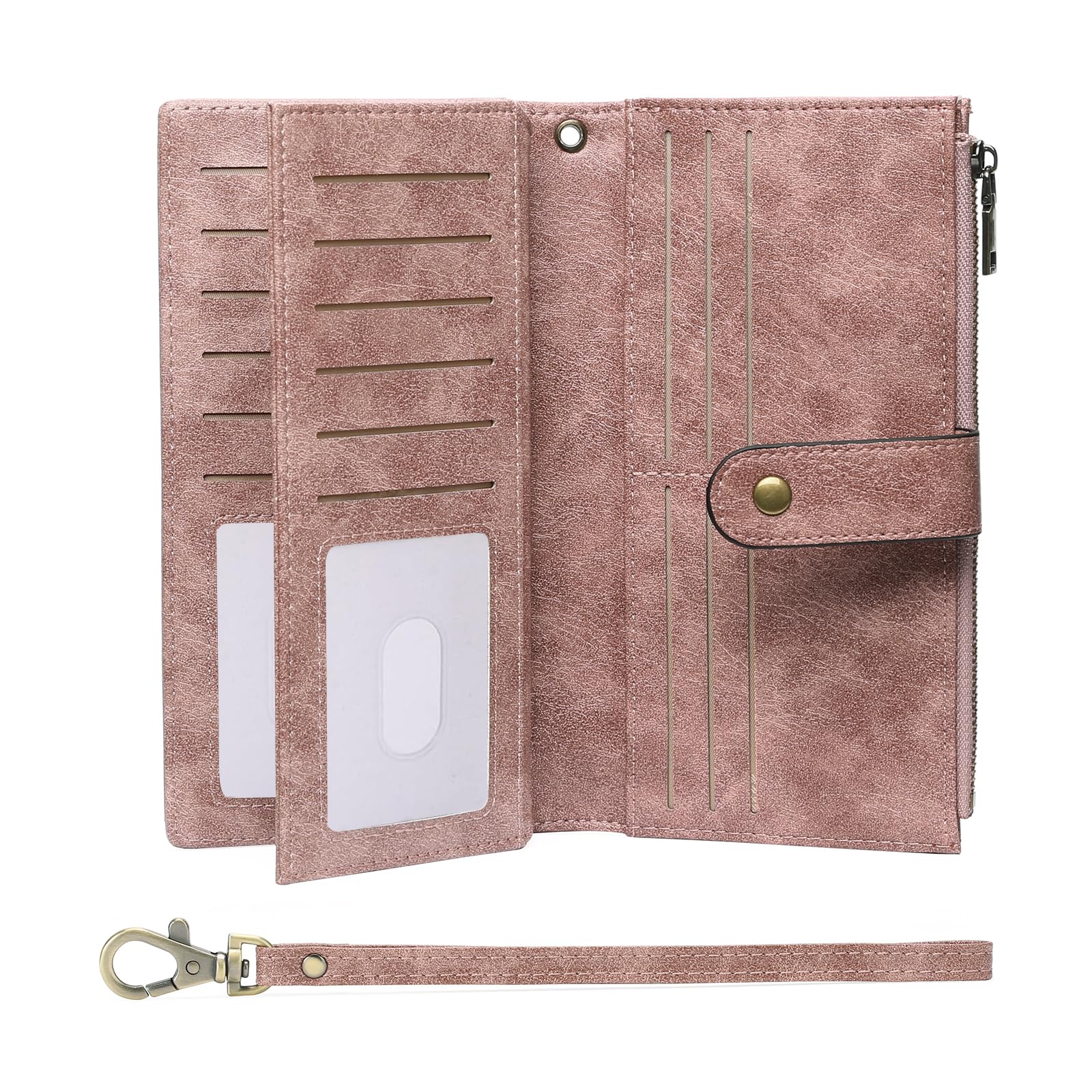GOIACII Wallets for Women Large Capacity Credit Card Holder RFID Blocking Wristlet Long Purse with Zipper Pocket