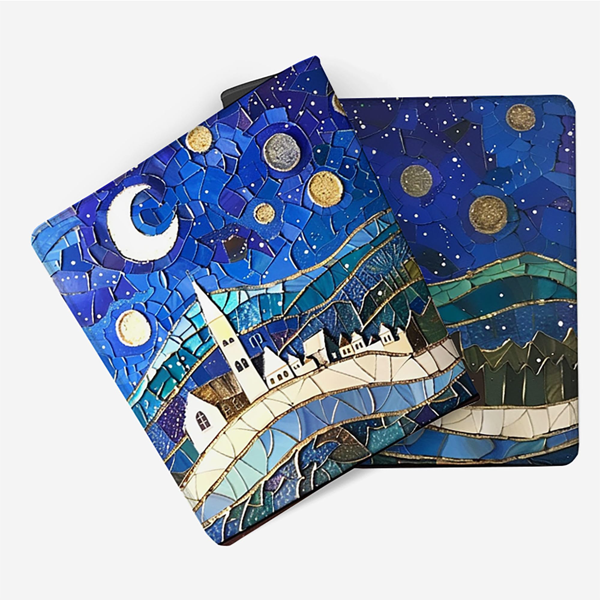 Niebieska podkładka pod mysz XXL, podkładka na biurko, 1200 x 600 cm, szyte krawędzie, podkładka pod mysz, gumowa podstawa, Van Gogh, podkładka pod mysz, stabilna przyczepność na gładkich