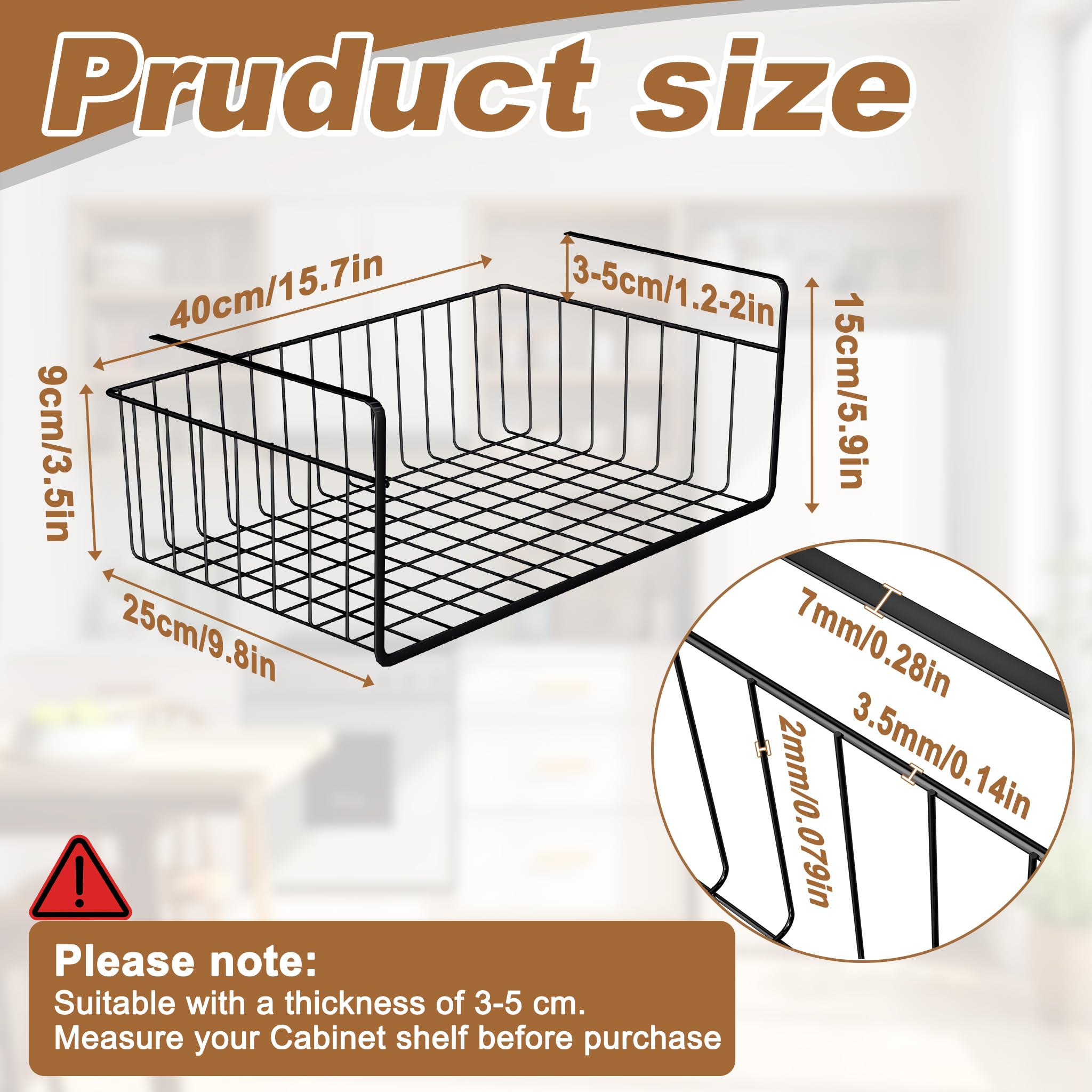 Froadp Set da 2 cestelli sottoscaffale – Organizer da armadio in metallo nero – Montaggio senza attrezzi – Ideale per cucina, dispensa, bagno, ufficio, armadio – Design aperto per la ventilazione
