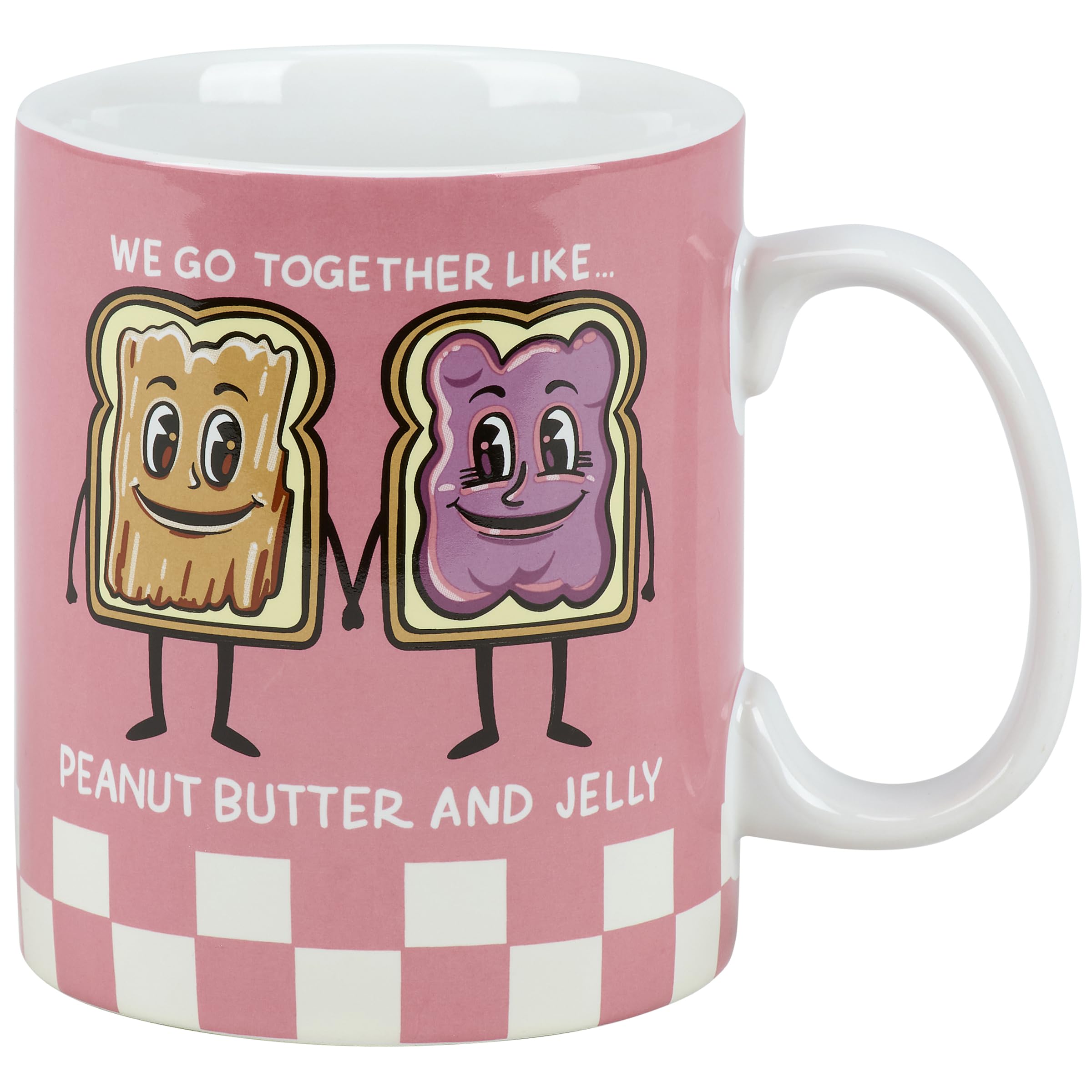 Primitives by Kathy Peanut Butter and Jelly Stoneware Coffee Mug, 18 oz, Double-Sided We Go Together Like PB&J Cup | Fun Valentine's Day Kitchen Drinkware & Cute Couples Gift
