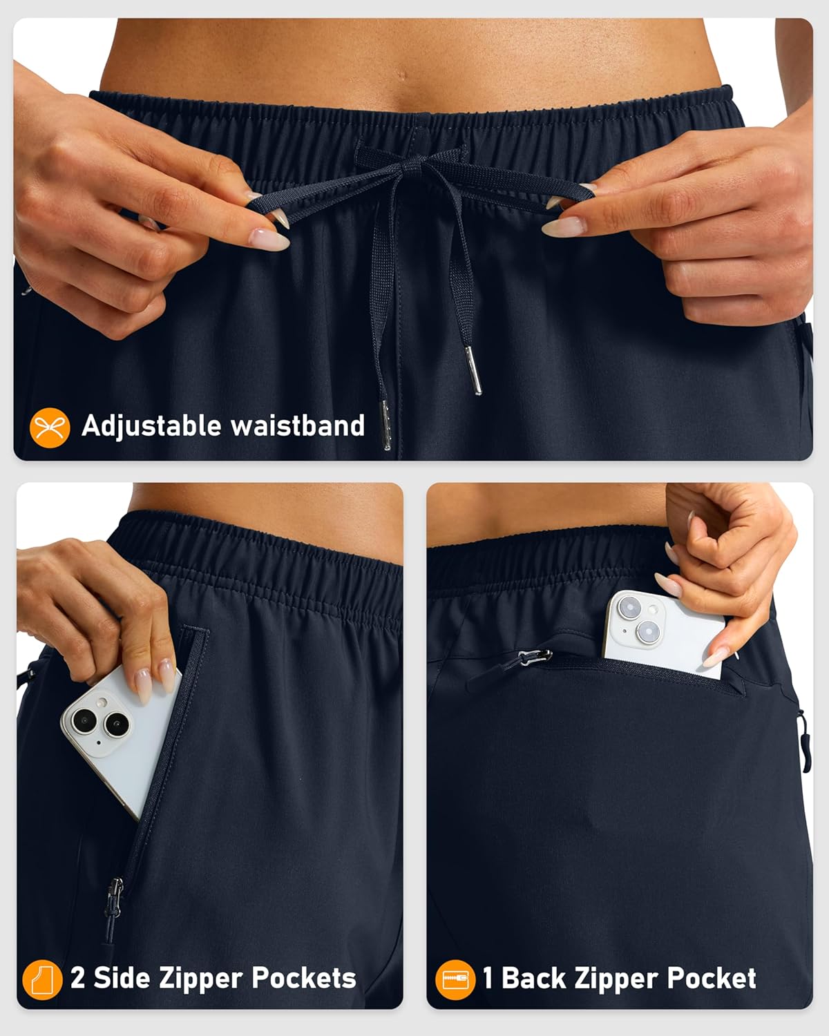 Viodia Women's 9''/11'' Hiking Shorts Long Bermuda Lightweight Shorts Quick Dry Athletic Golf Shorts with 3 Zipper Pockets - Image 4