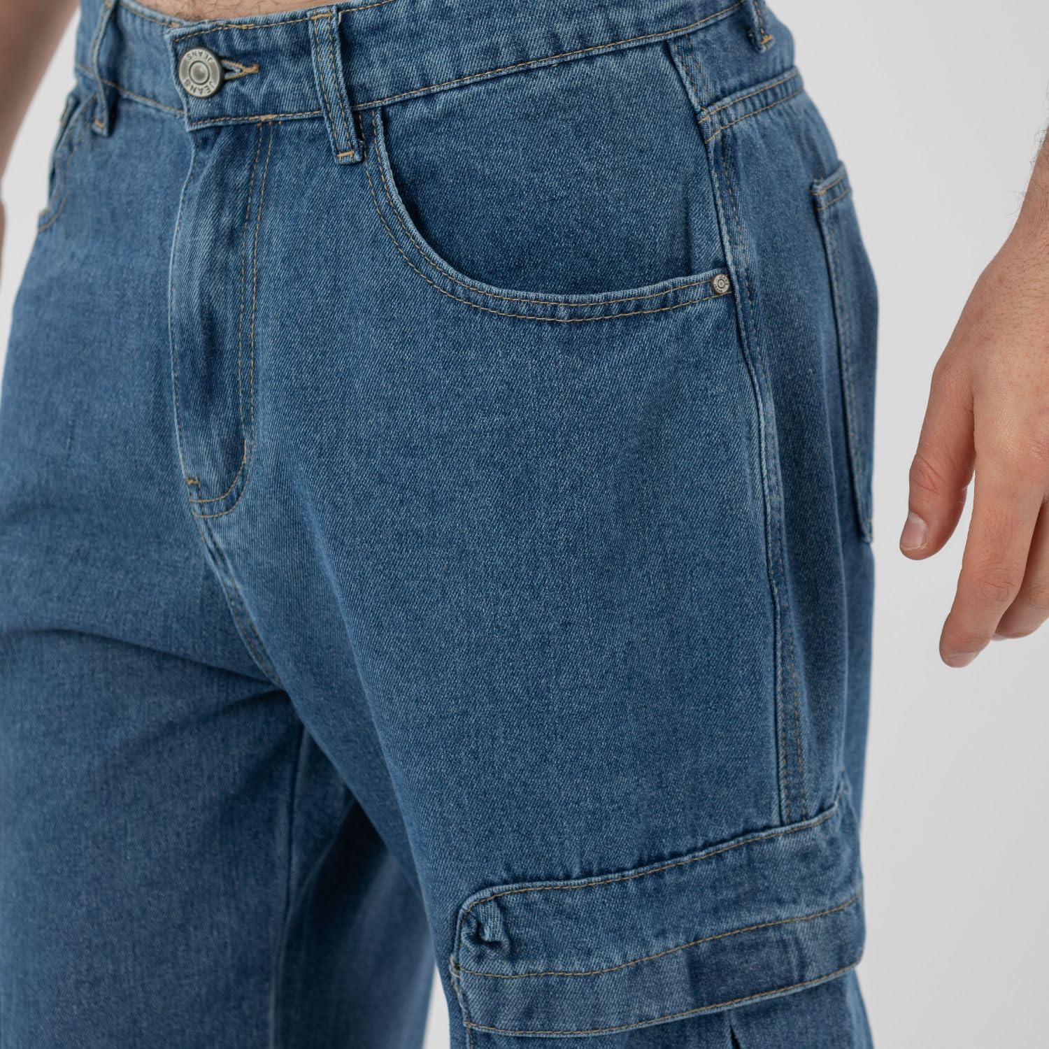 TONY BACKER - Jeans Cargo Uomo, Pantaloni Uomo con Tasche, Jeans Uomo Stile Urban, vestibilità Comoda, Blu Jeans Cargo Art. WCD48
