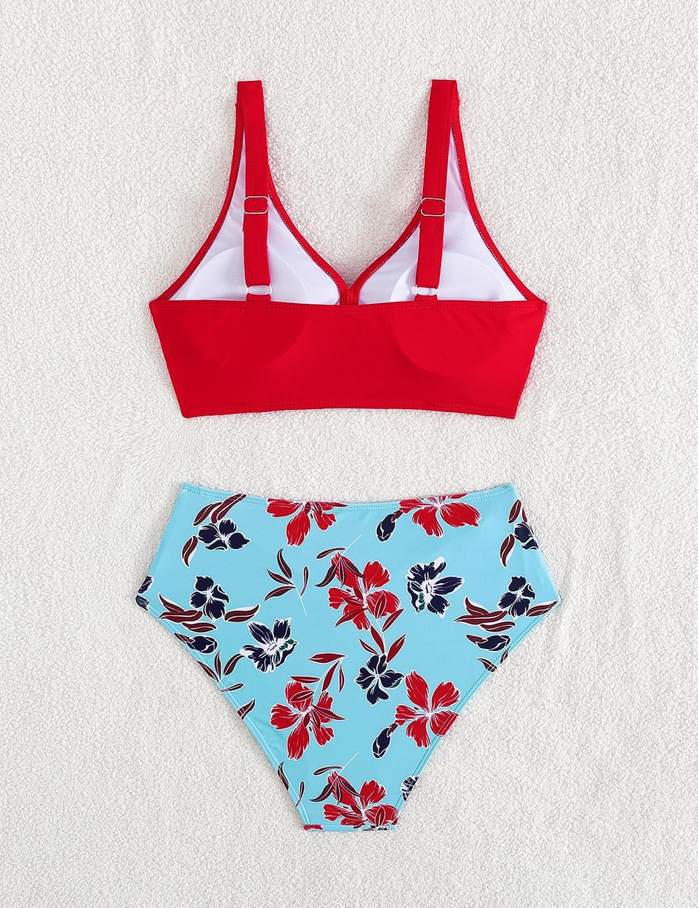 Tainehs Women's Two Piece Bikini Sets V Neck Push Up Swimsuit High Waisted Tummy Control Bathing Suit - Image 5