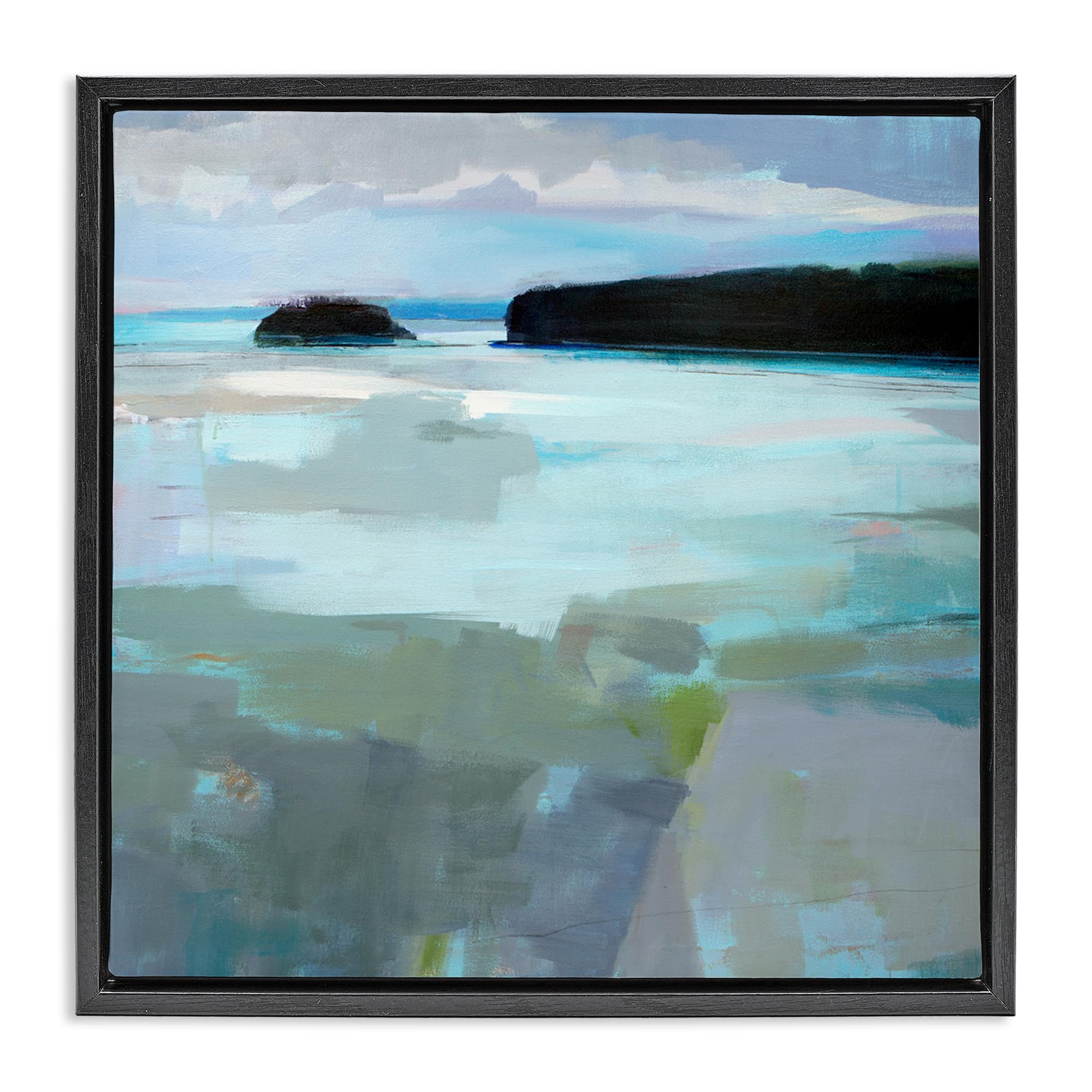 Stupell Industries Jet Black (Matte) 'Freeport Maine Abstraction'| Floating Frame Canvas Art