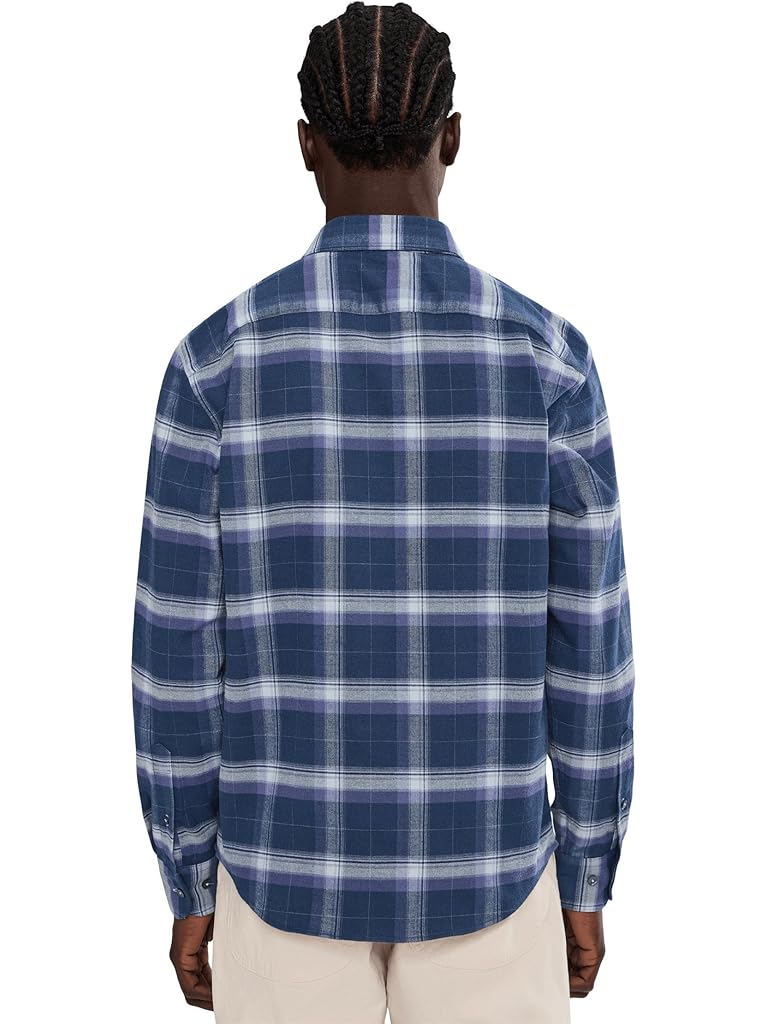 Navy UNTUCKit Performance Flannel Barker Shirt