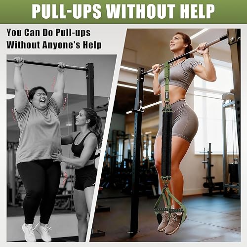 Miniatura 3 de Bandas de asistencia para dominadas para mujeres, bandas de resistencia resistentes con asas, banda de ejercicio con anclaje de puerta, juego de