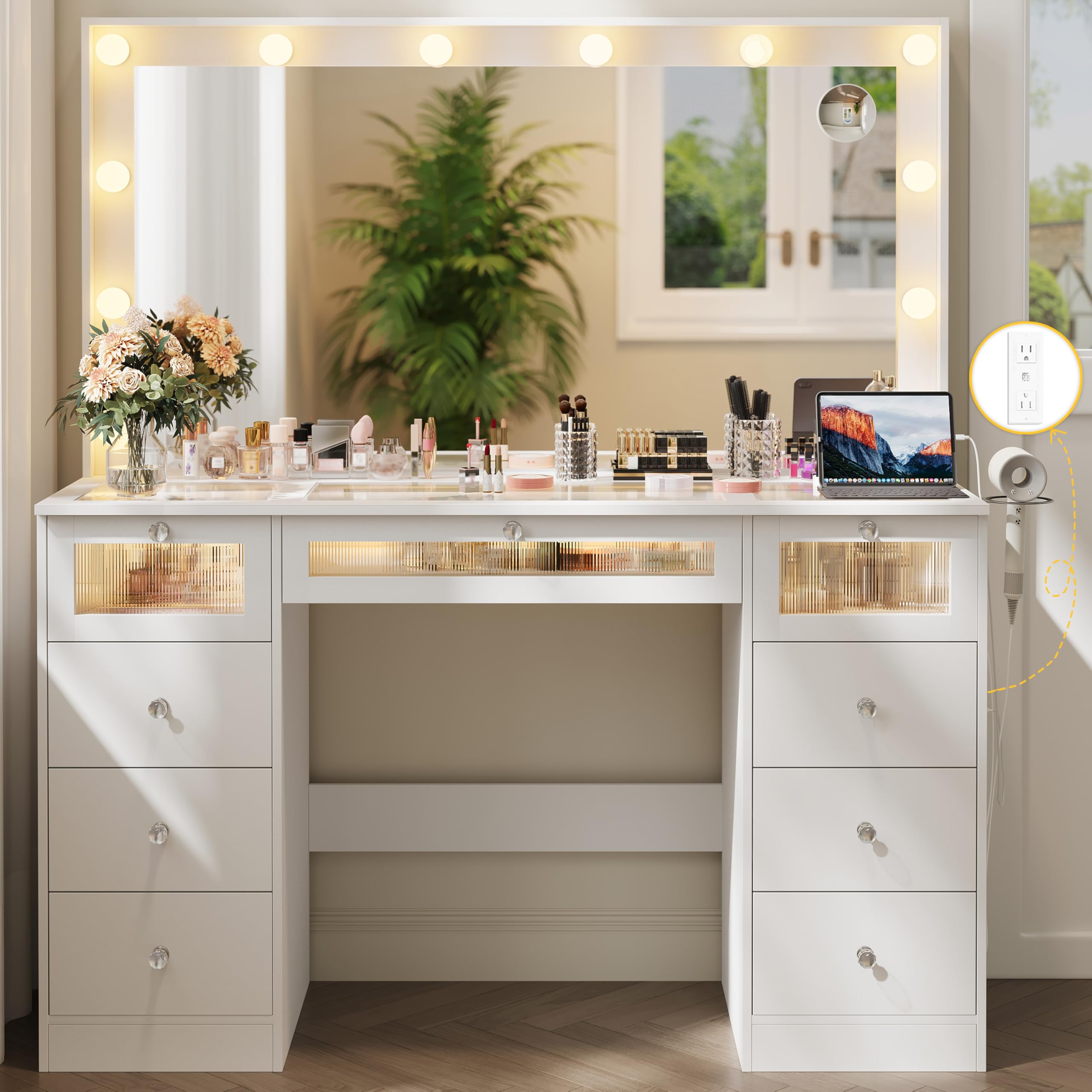 IFSEB 9-Drawer Vanity Desk