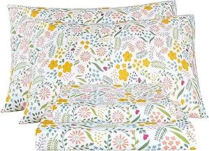 Bedlifes Queen Size Extra Deep Pocket Sheet Sets - Fits Mattresses Up to 18-24" Thick, 4-Piece Microfiber Set with 1800 Thread Count, Soft, Smooth, Breathable, Featuring Floral