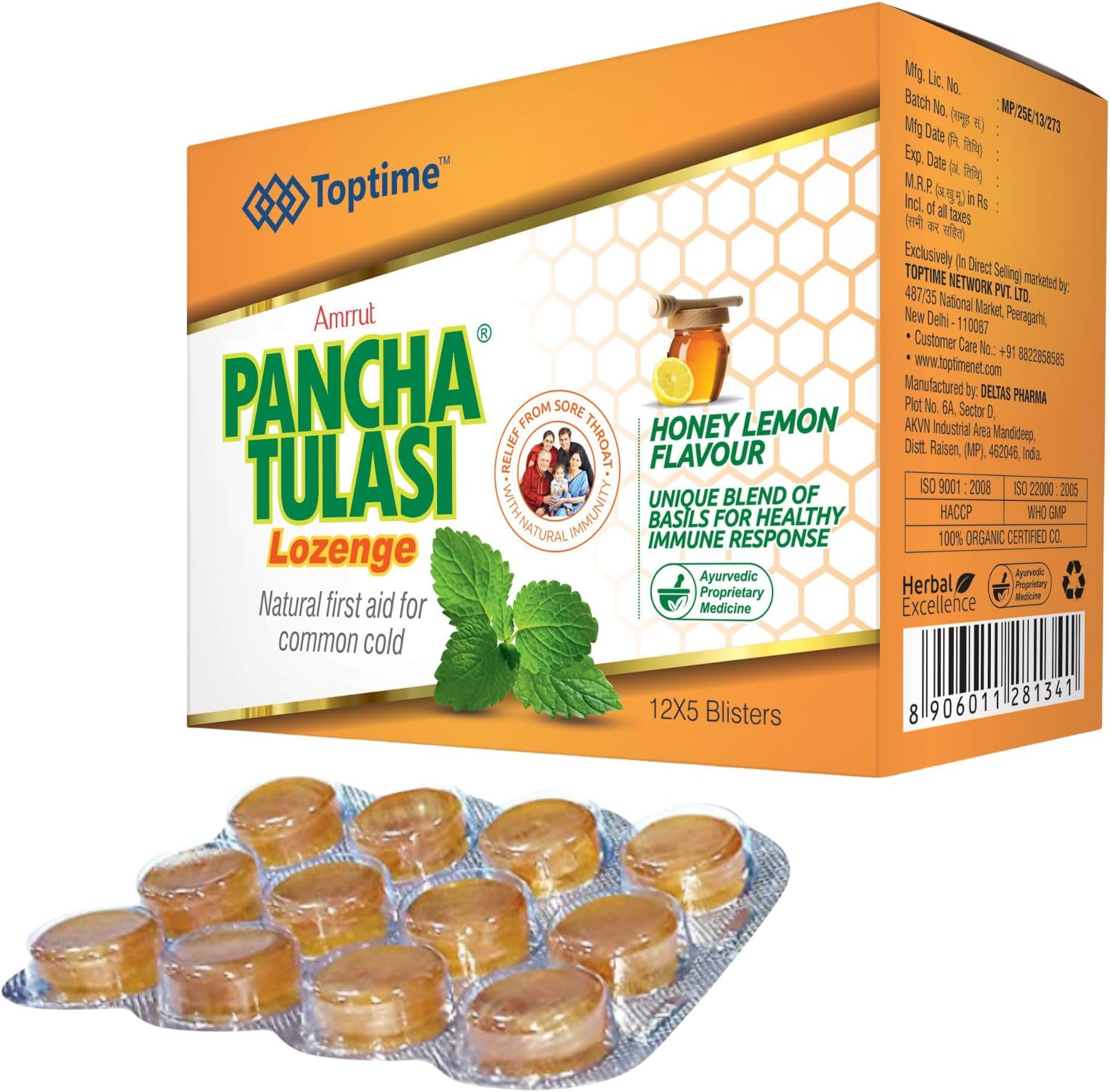 Deltas Panch Tulsi Lozenges - Ayurvedic Immunity Support & Respiratory Health Tablets (60 Count)