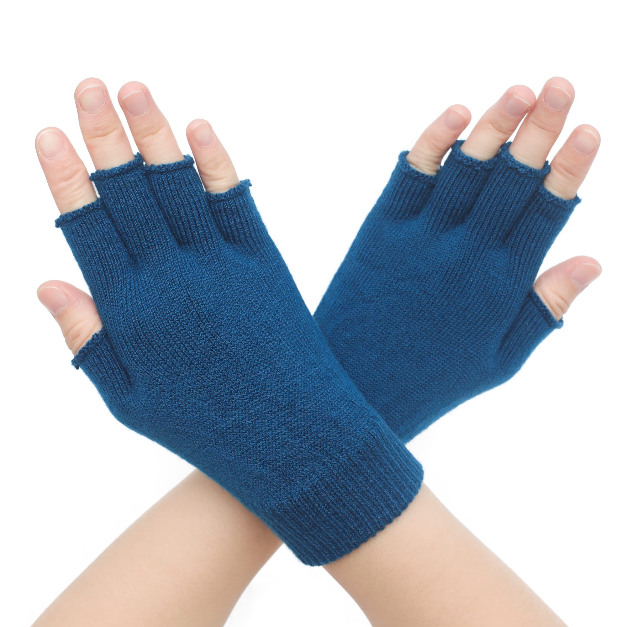 ZLYC Damen Wolle Halbfinger Handschuhe Winter Stricken Fingerlose Handschuhe