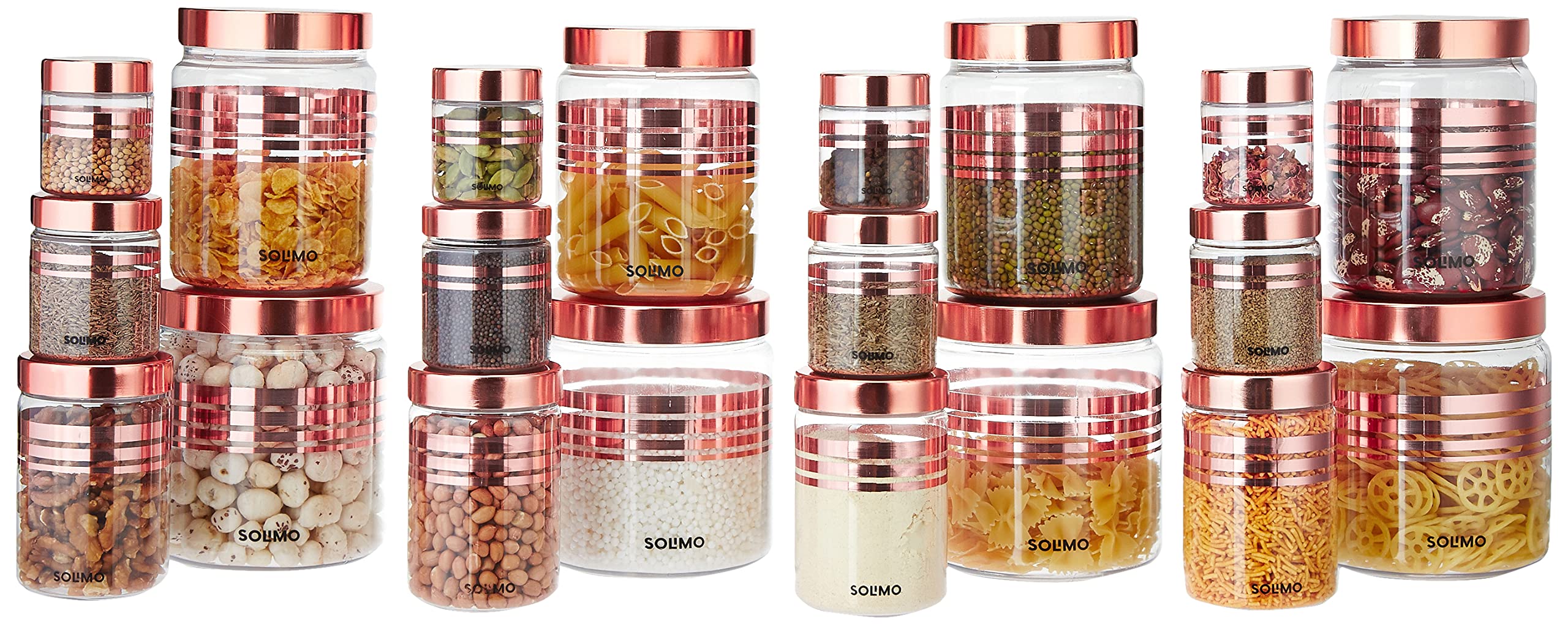 Amazon Brand - Solimo Plastic Storage Container Set With Metal Finish Lids (20 pieces, Copper Finish (B07P7ZWNBN) Amazon Price History, Amazon Price Tracker