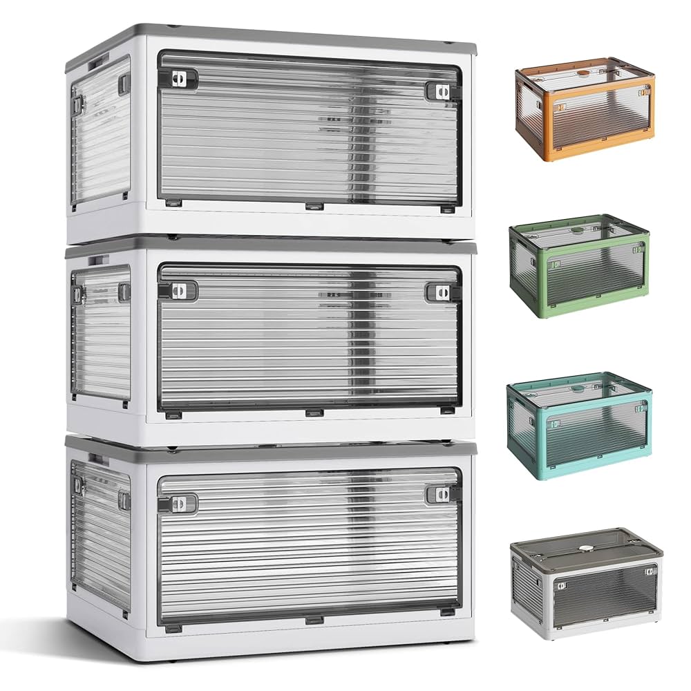 折りたたみ収納ボックス コンテナボックス キャスター付き 大容量 ホワイト 3個 折りたたみ収納ボックス コンテナボックス キャスター付き 大