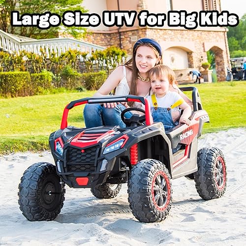 Miniatura 2 de NEWQIDA Vehículos de 2 plazas XXL de 24 V para niños grandes, 4 x 4, vehículos eléctricos con control remoto 4WD Ride On Truck Kids UTV lado a lado,