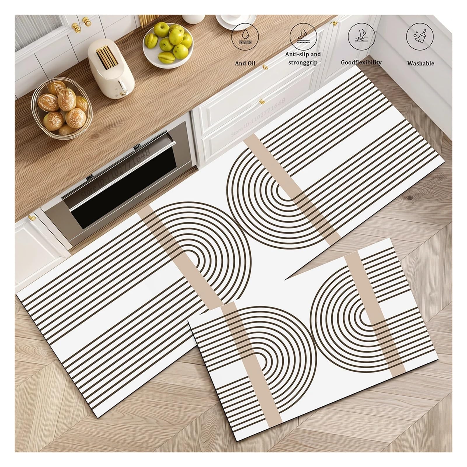 Alfombra de cocina lavable y antideslizante de 50x160 cm en color gris moderno