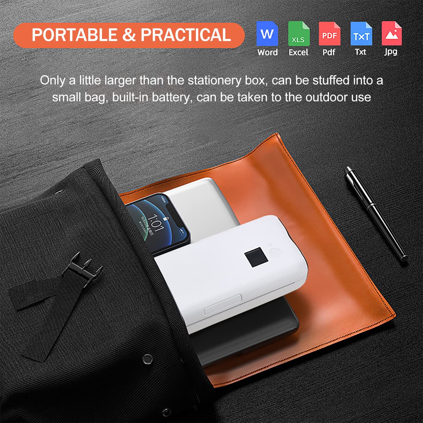 Zunate Stampante termica wireless portatile, supporta carta da stampa larga 216 mm, batteria al litio integrata da 2600 mAh, per ufficio mobile