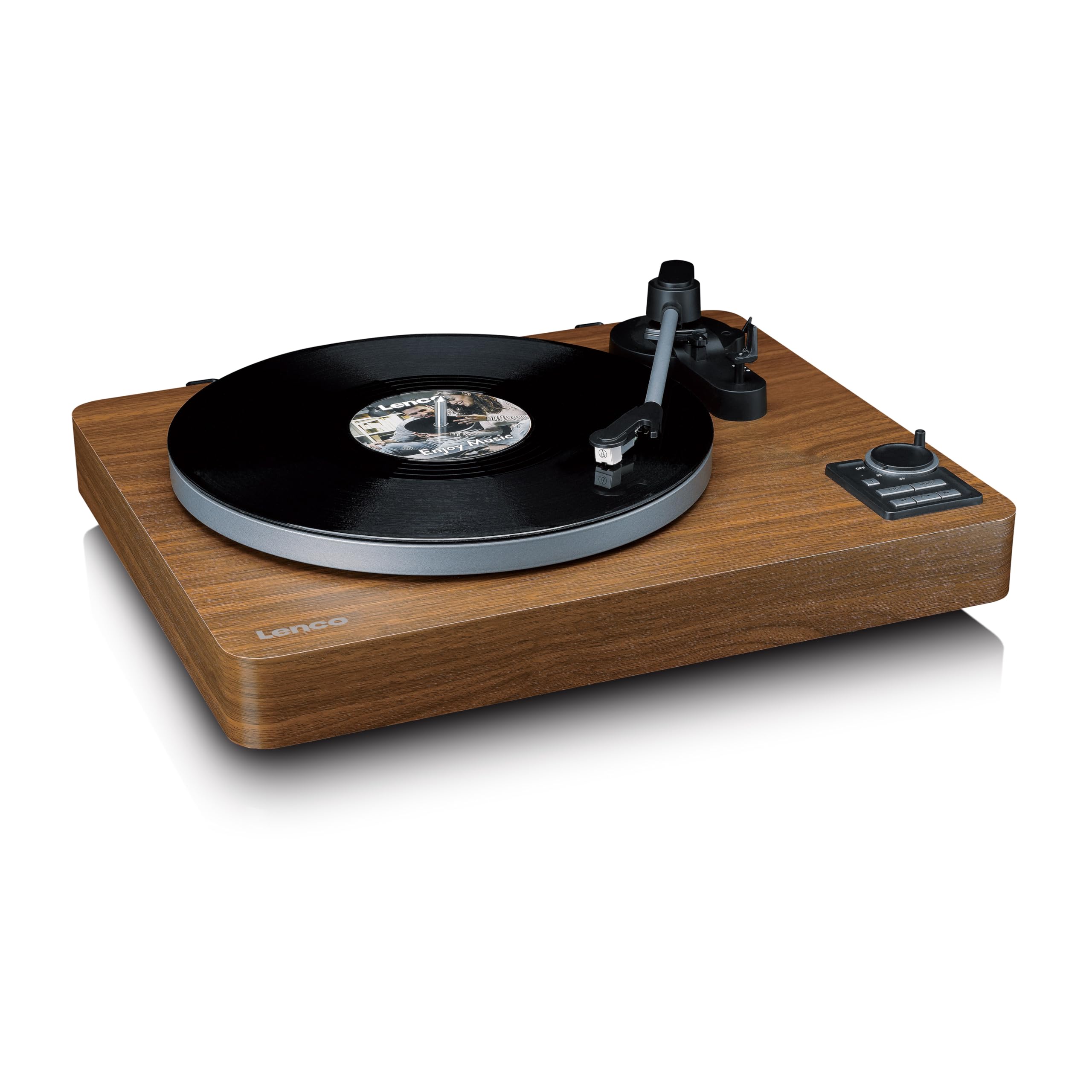 Lenco LBTA-165WD Giradischi, Giradischi Vinili, Bluetooth, automatico - Corpo in legno - Piatto in metallo e pickup AT3600L - Auto Start & Auto-Return - (33/45 giri/min) - Integrato - Legno
