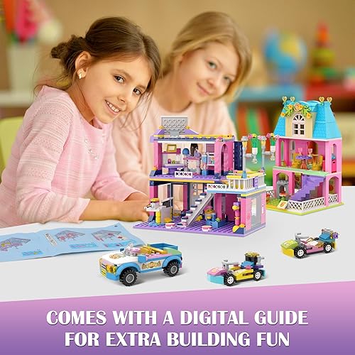 Miniatura 5 de EP EXERCISE N PLAY Juego de 1030 piezas de bloques de construcción para peluquería y deliciosa pizzería con caja de almacenamiento, adecuado para