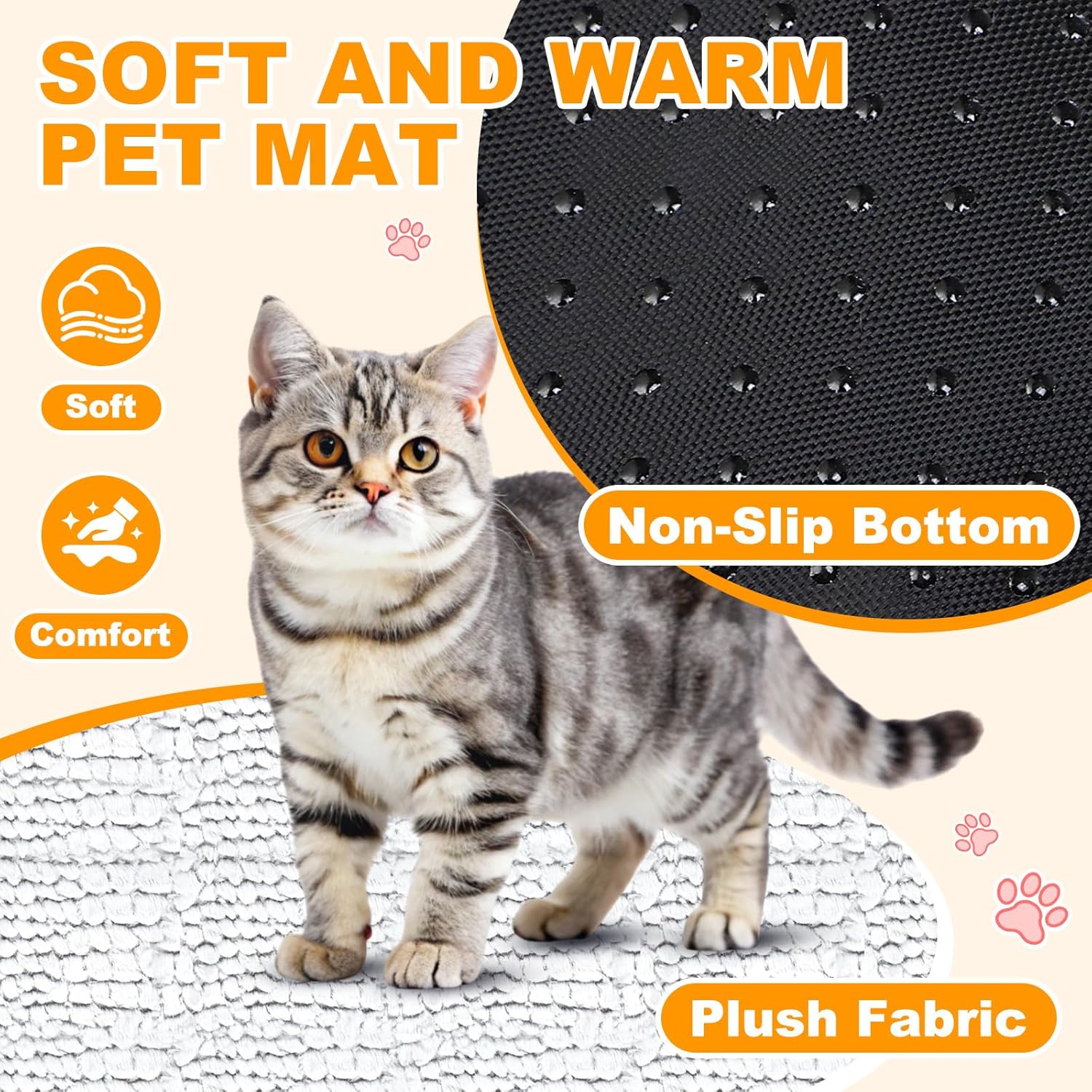 Condition photo showing New/Like New for riakrum 4 pack self-warming cat beds with storage bags, 45" x 28" soft thermal self heating pet pads, non-slip & washable heated mats for indoor outdoor pet