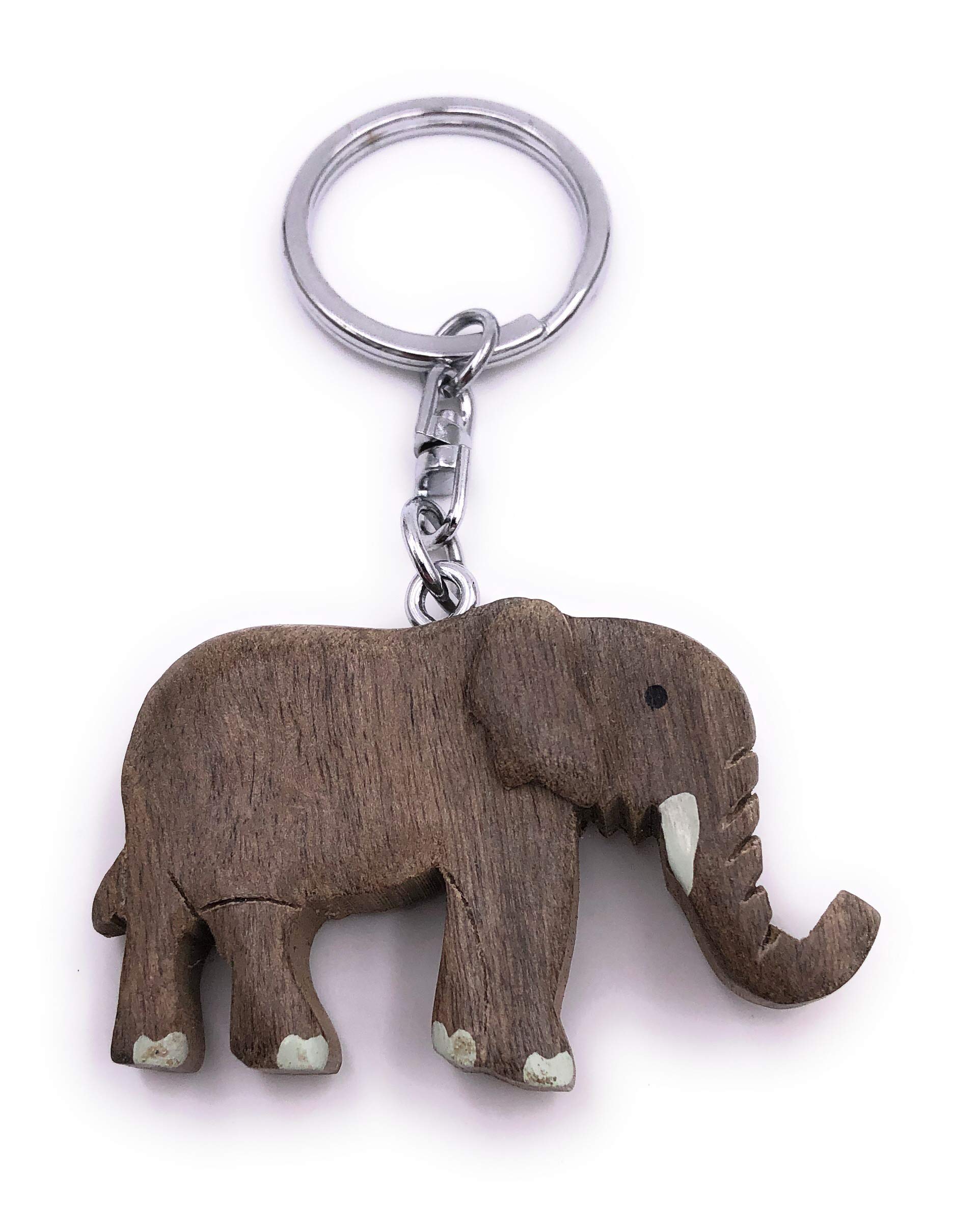 H-Customs Walking Elephant Giant Animal Wood Noble Handmade Keychain Pendant