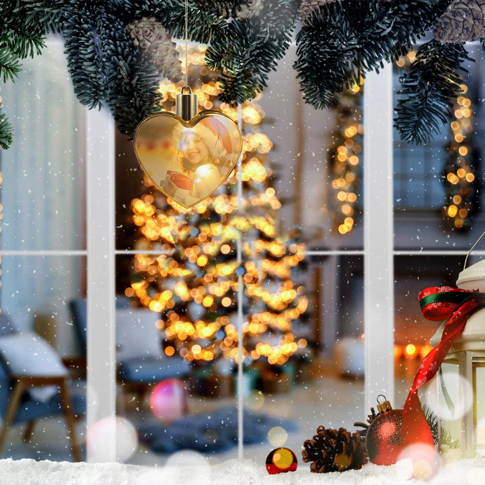 NUOBESTY 5 Juegos Adorno Navideño LED en Forma de Corazón para