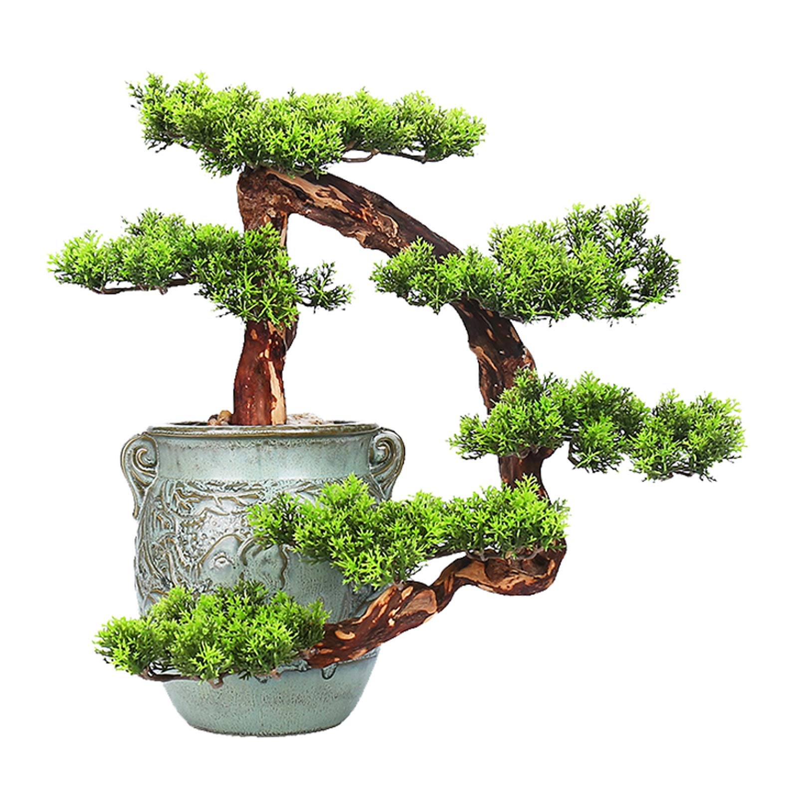 Bonsaï artificiel de pin Podocarpus moderne en pot de céramique pour déco Zen