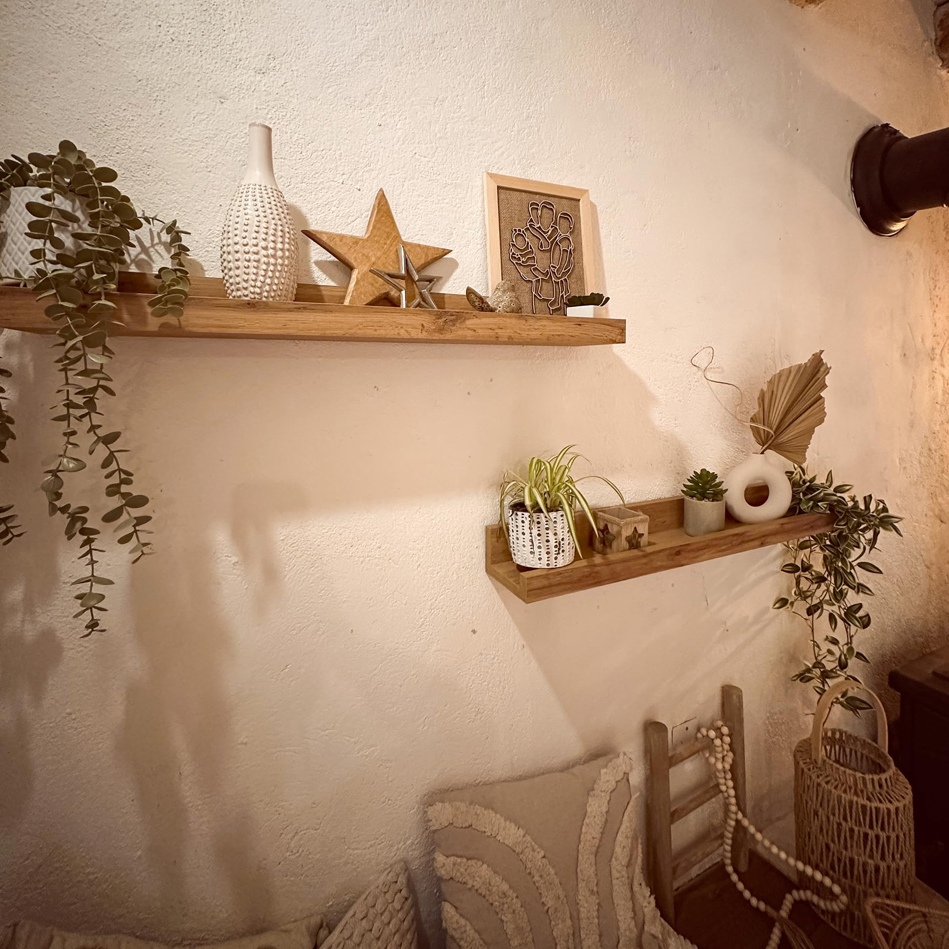 Mobili Fiver, Coppia Mensole portafoto-quadri First, 80 cm, Rovere Rustico, 80 cmx13 cmx8 cm, Nobilitato, Mensole da muro per Camera, Ingresso, Soggiorno, Ufficio, Made in Italy