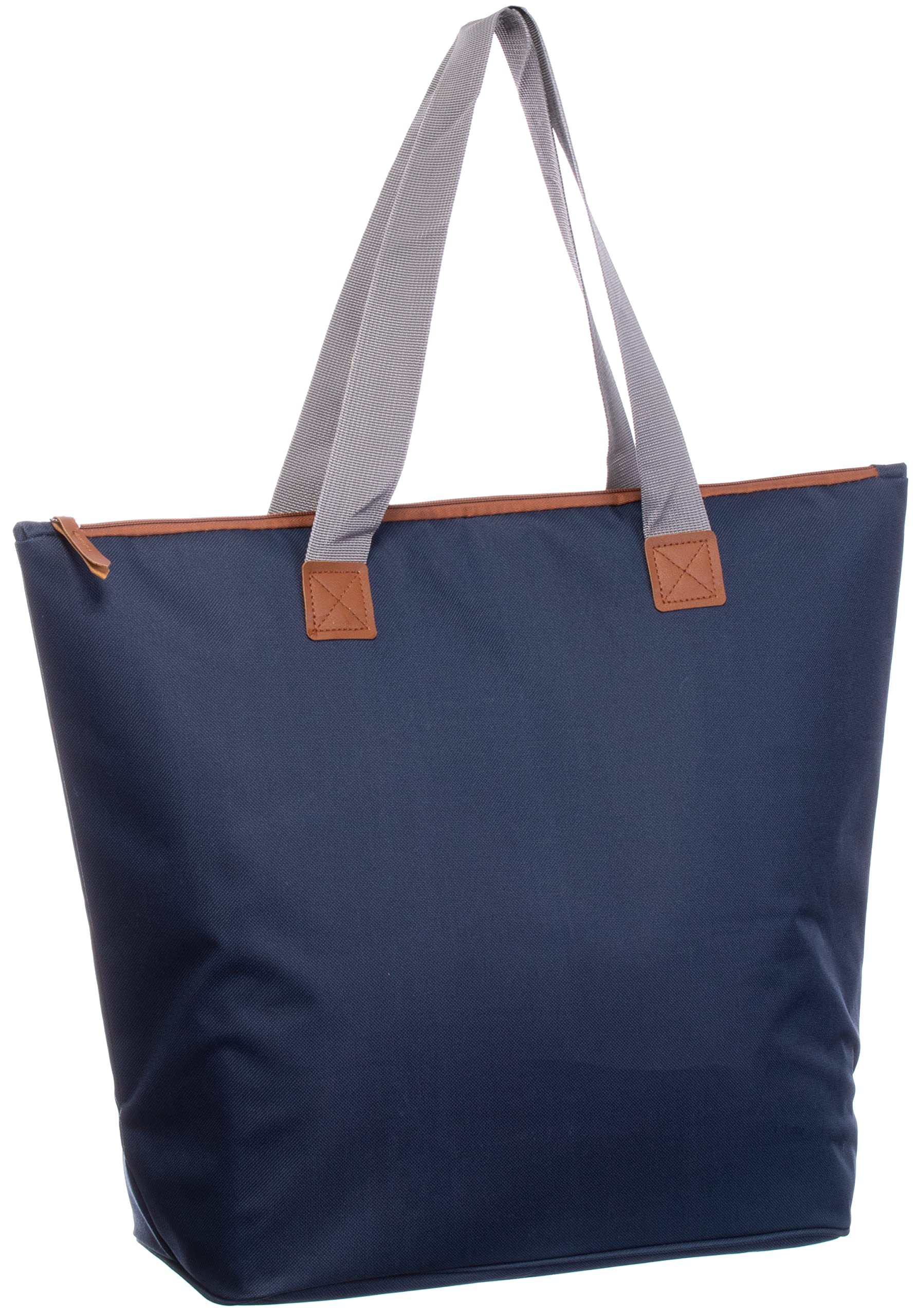 Brandsseller Borsa termica da 30 litri, ca. 40 x 50 x 20 cm, pieghevole, borsa termica da spiaggia, con isolamento per alimenti, chiusura lampo, blu scuro