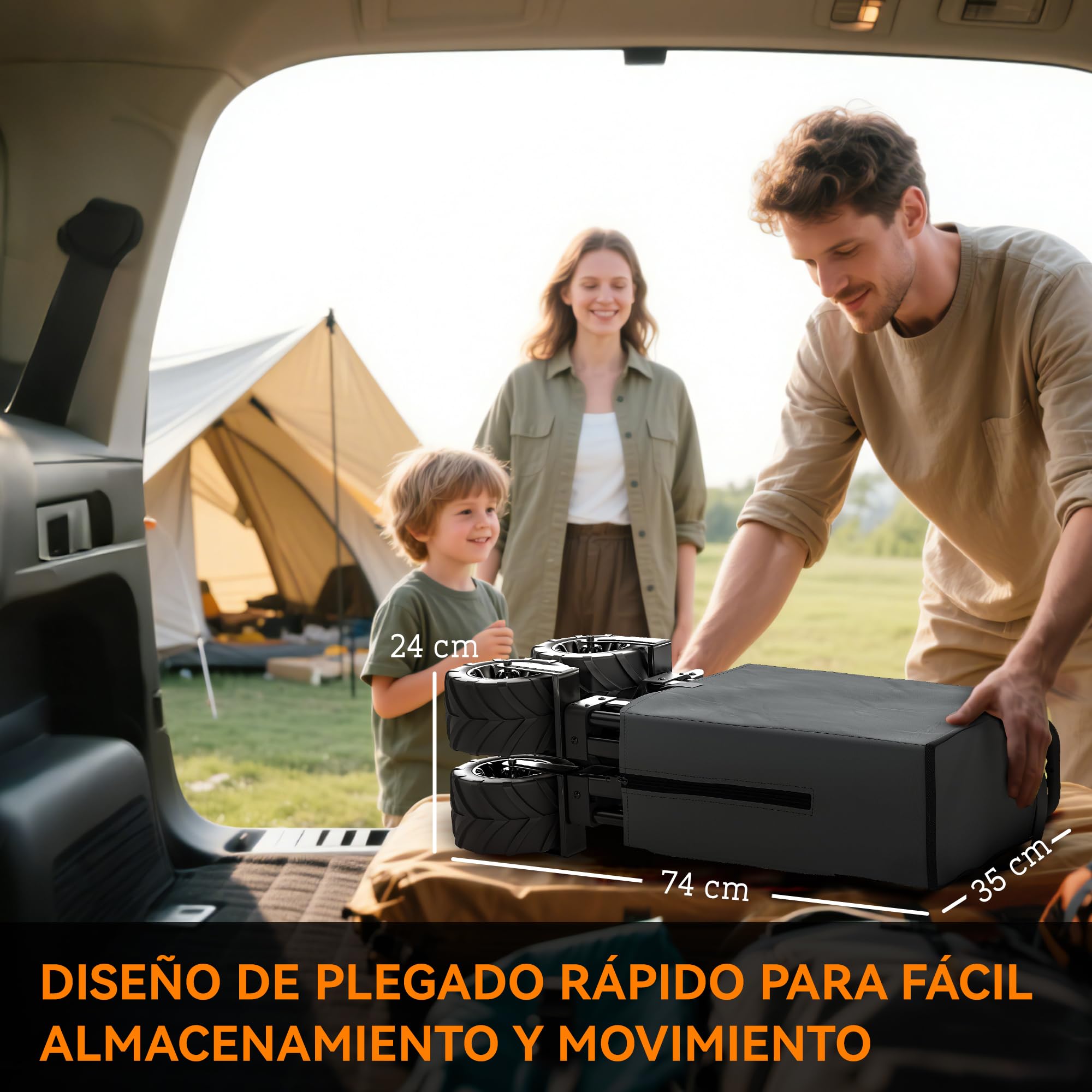Outsunny Carro Playa Ruedas Grandes con Freno, Carrito de Jardín Plegable con Altura del Manillar Ajustable, Ruedas Giratorias 360°, para Terraza, Patio, Campaña, Compra al Aire Libre, Gris Oscuro