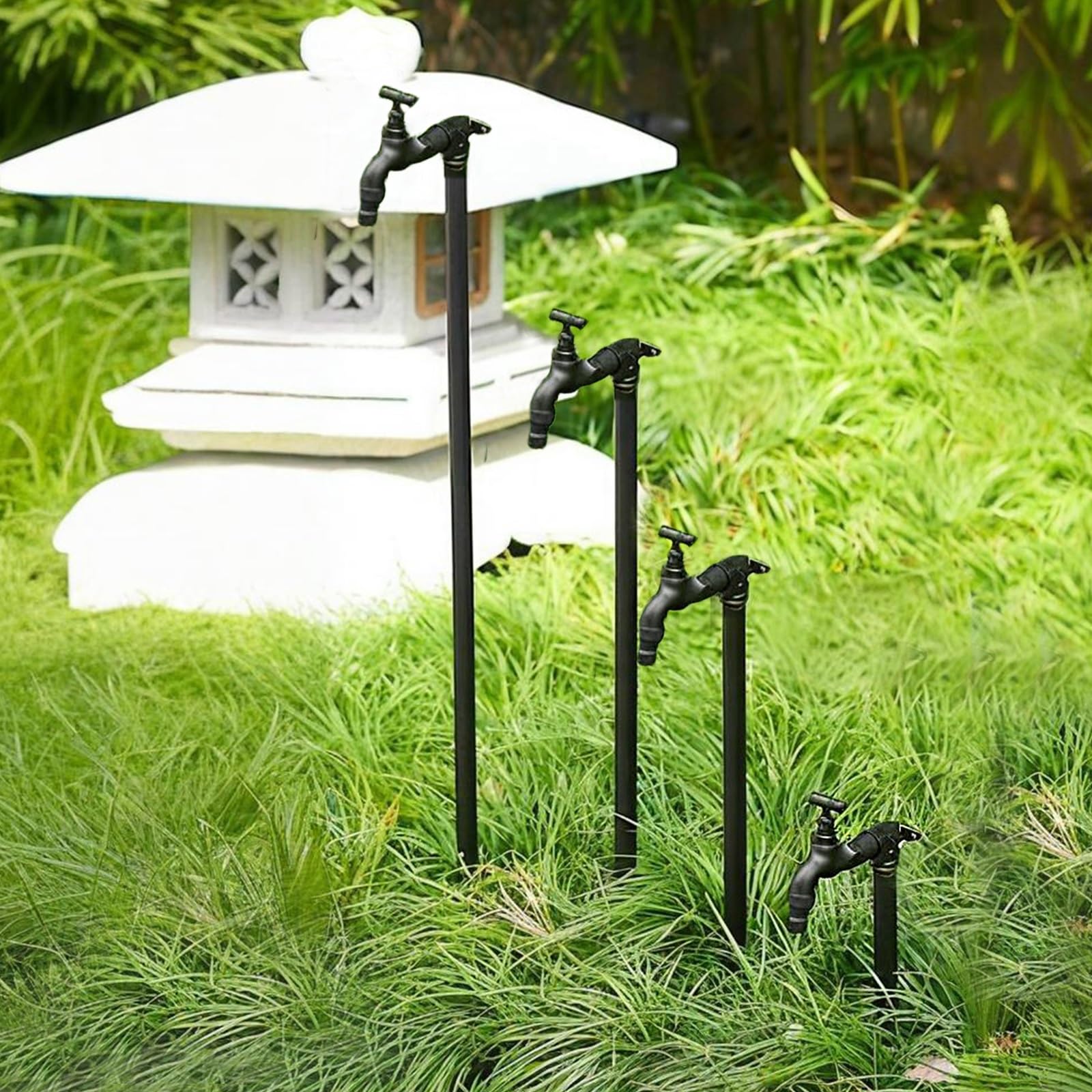 Fontana in Metallo da Giardino Esterno, Colonna d'Acqua per Il Giardino, Fontanella a Colonna con Rubinetto Acqua, per l'irrigazione e l'innaffiamento(40cm/15.7in)