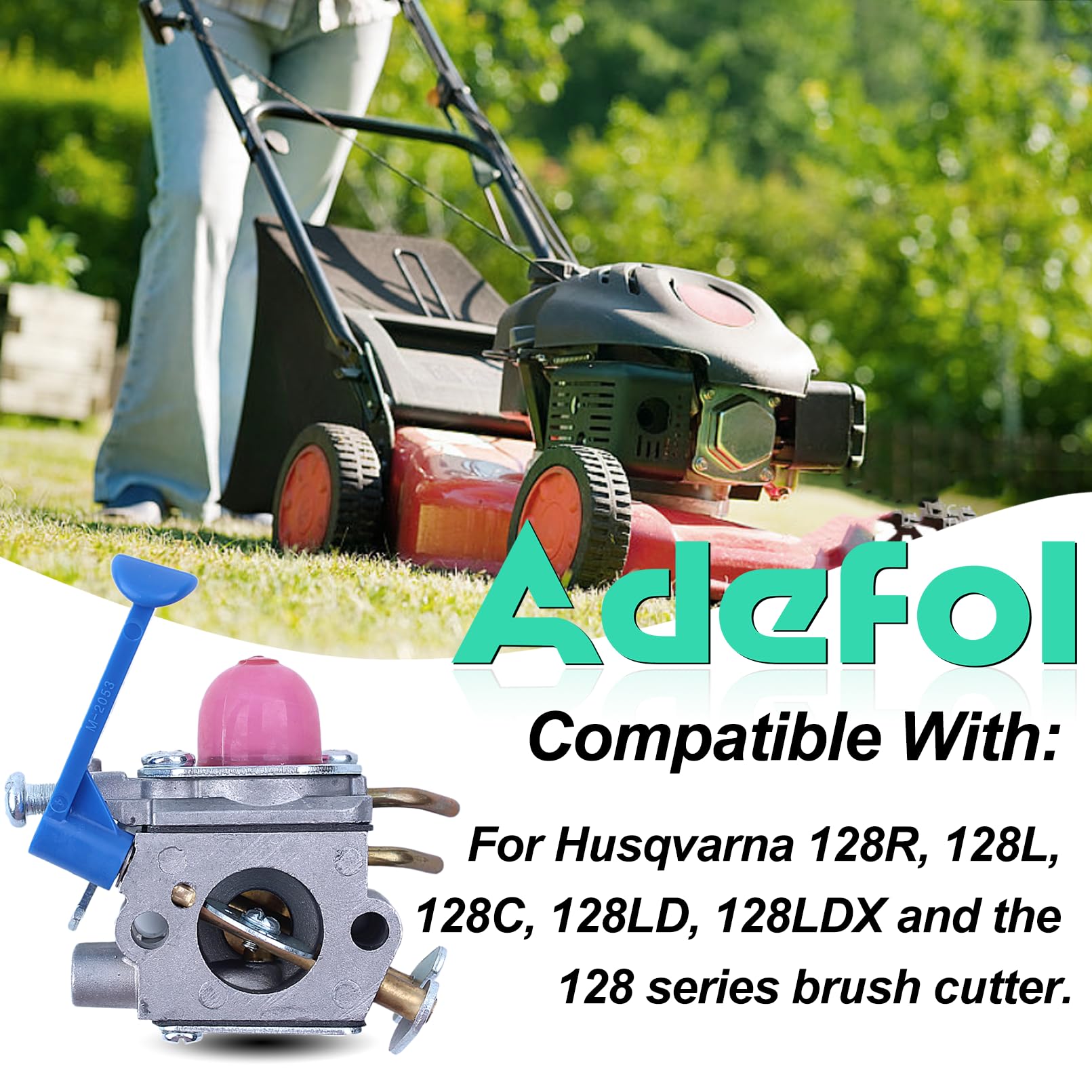 Kit Carburador para Husqvarna 128R 128C 128L y 128 Series, ADEFOL Carburador + Junta + Herramienta de Ajuste + Filtro Aire + Bujía Repuestos Reparacion Desbrozadoras 11 en 1