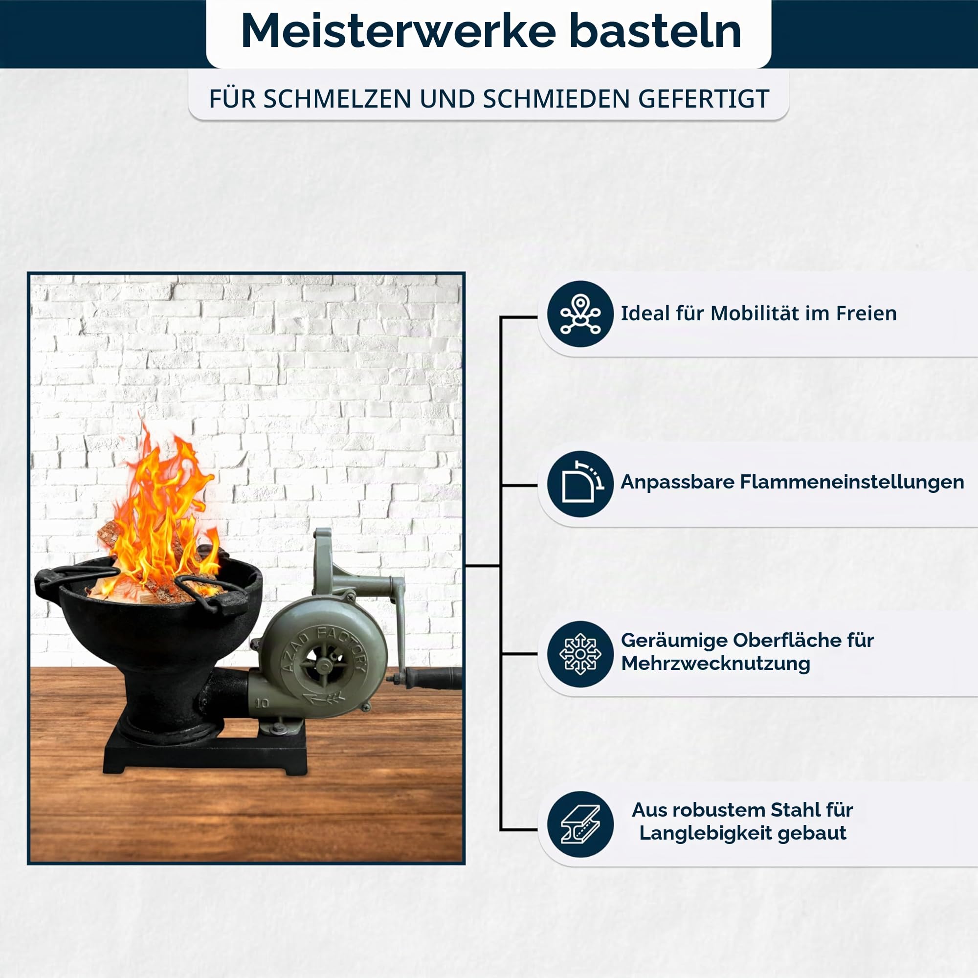 Simond Store Schmiedeschmiede mit Handgebläse für Messerherstellung, Schmiedewerkzeuge, Ausrüstung, Kohleschmiedeofen im Vintage-Stil mit Pedalgriff