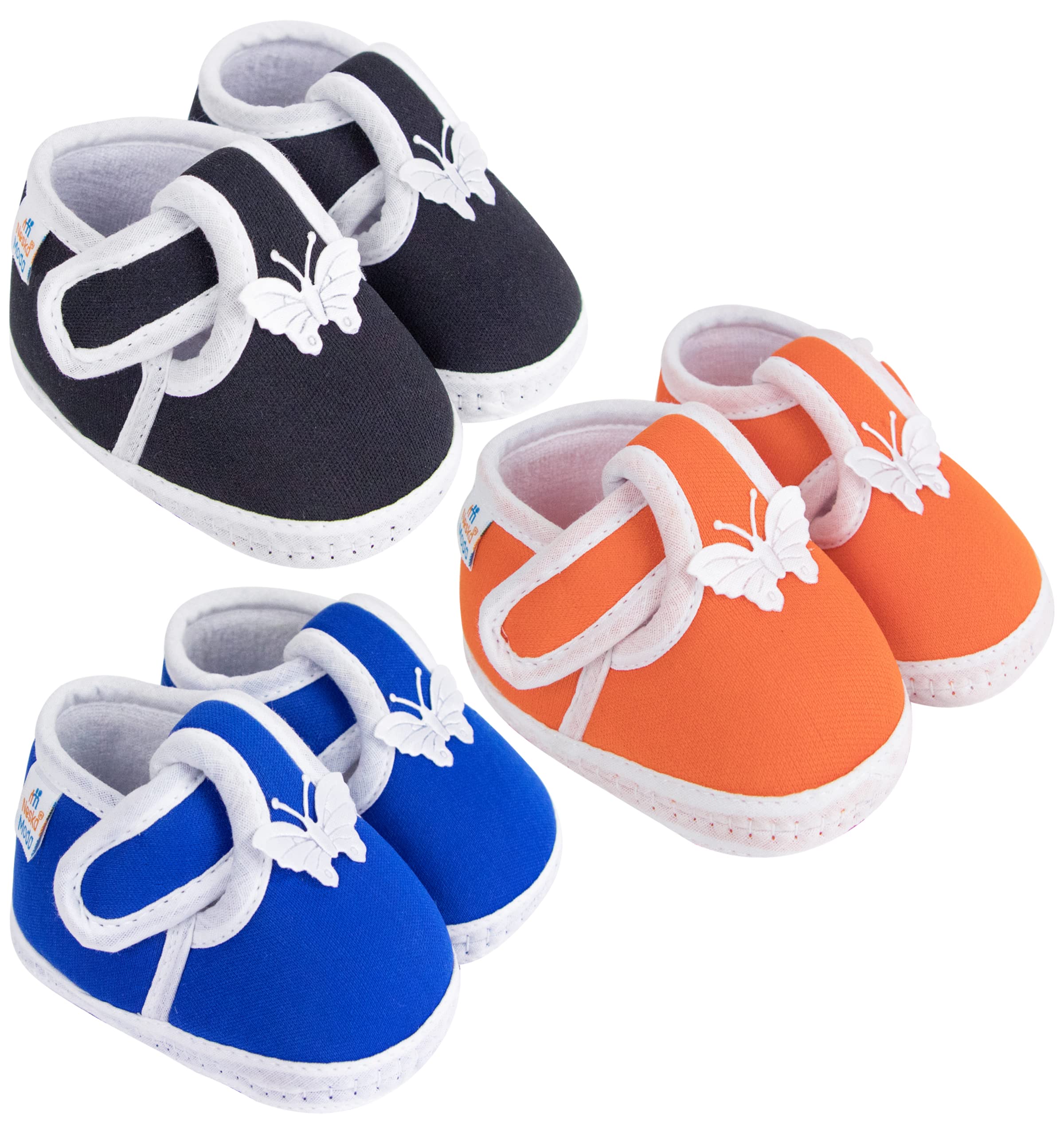 Neska Moda 6 To 12 Months Baby Boys & Girls Pack of 3 Pair Cotton Butterfly Hook & Loop Baby Booties (Black,Blue,Orange) -BT6andBT8andBT2 (B09W2JHLCH) Amazon Price History, Amazon Price Tracker