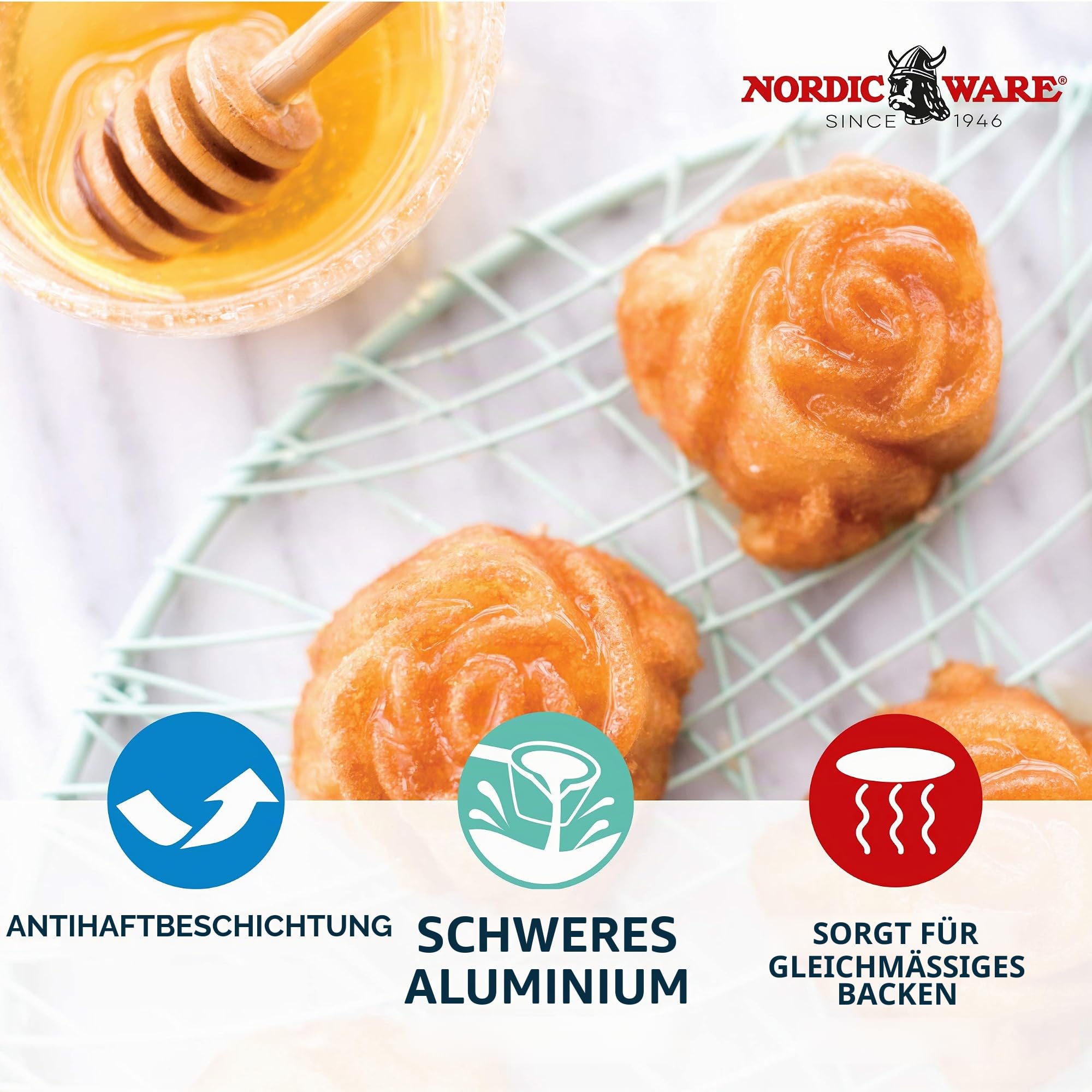 Nordic Ware 3D-Backform " Rosenbund " mit extem filigranen Mustern für detailgetreue Backwerke