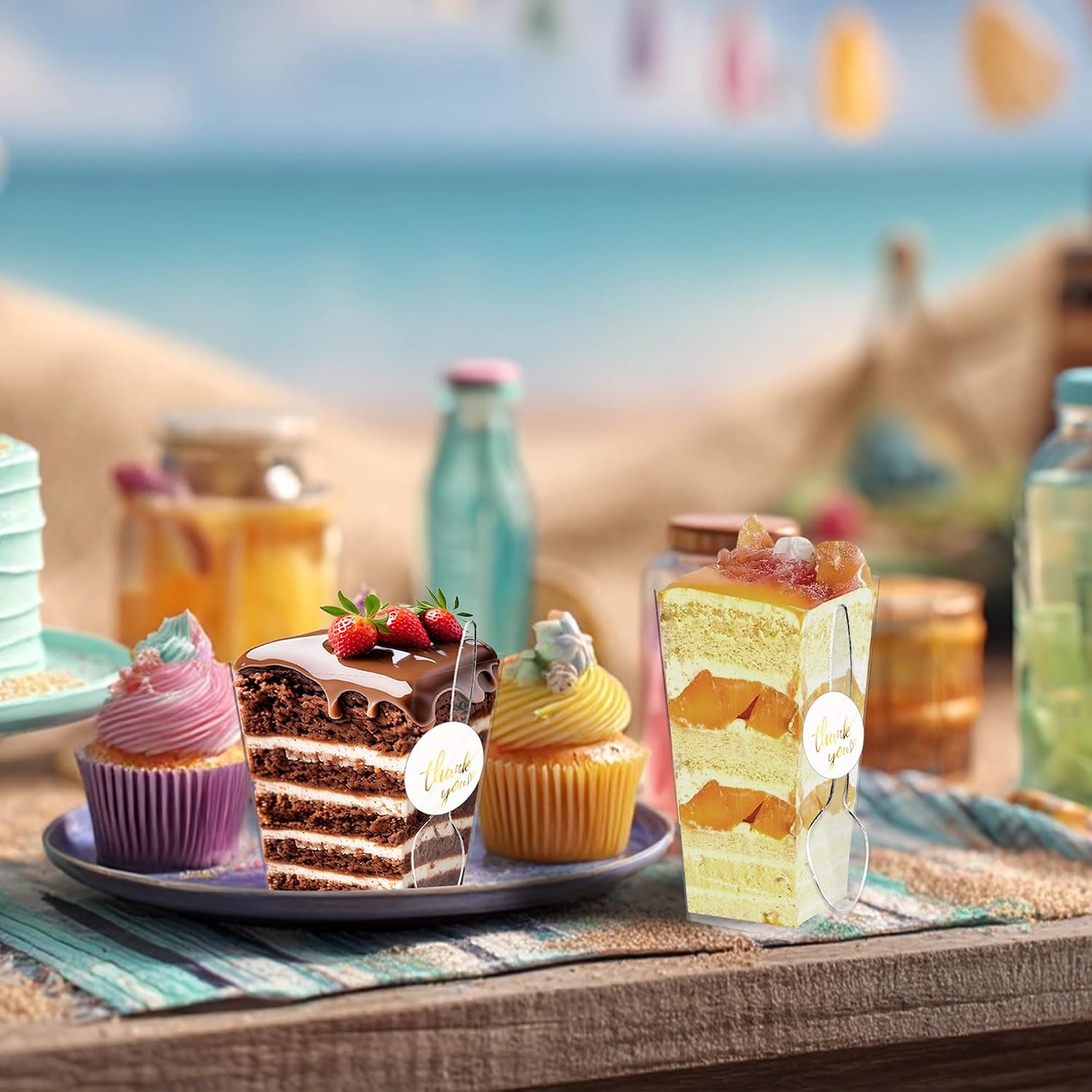 Plastic Dessert Cups 50 PCS Mini Dessert Cake Cups with Spoons and Thank You Stickers Parfait Cups for Desserts Appetizers Ice Cream Fruit (3oz/5oz)