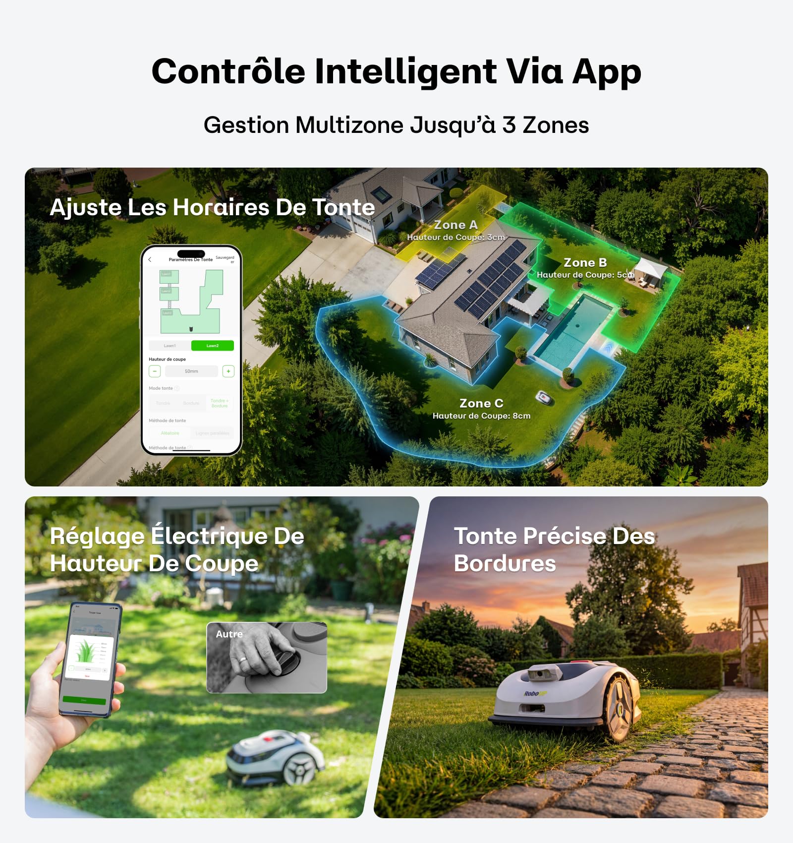Raccoon 2 SE Robot Tondeuse 600m² Vision sans RTK Tonte en U Forme 5Ah Recharge Rapide 150mins Autonomie