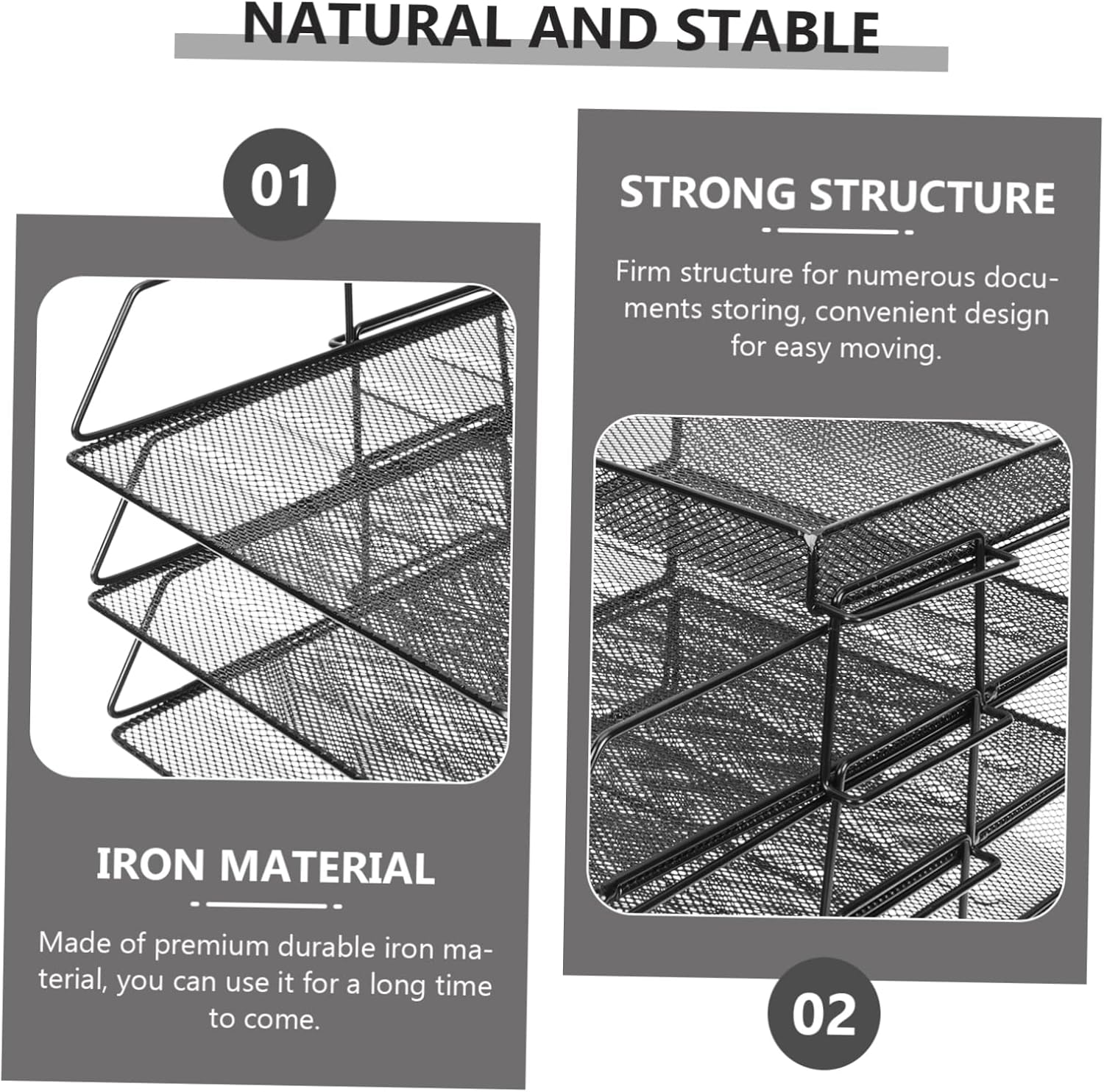 Stackable Iron File Holder Multi-Purpose Desktop File Storage Rack for Office Organization Mesh Design Adjustable Sections for Home and Classroom Use