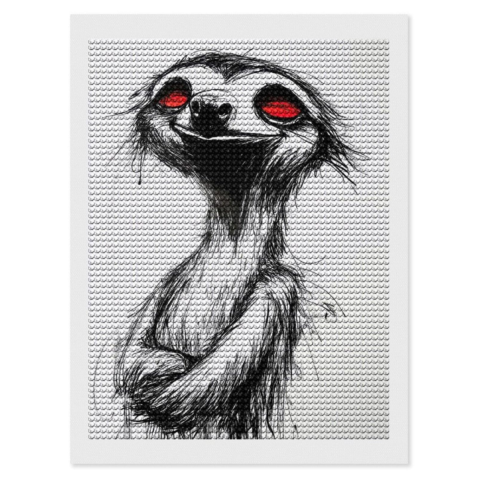 Junmoney Smiling Sloth Illustration Diamond Painting Kit 12"x16", Festive Craft Gift, Bedroom Decor, Full Kit Included, Creative Gift Idea