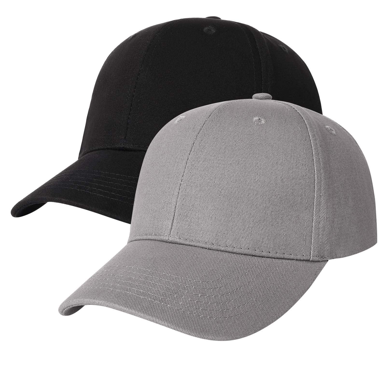 AOSMI3 Pack/2PC Plain Cotton Strapback Baseball Hat Adjustable Low Profile Blank Team Ball Caps for Men Women