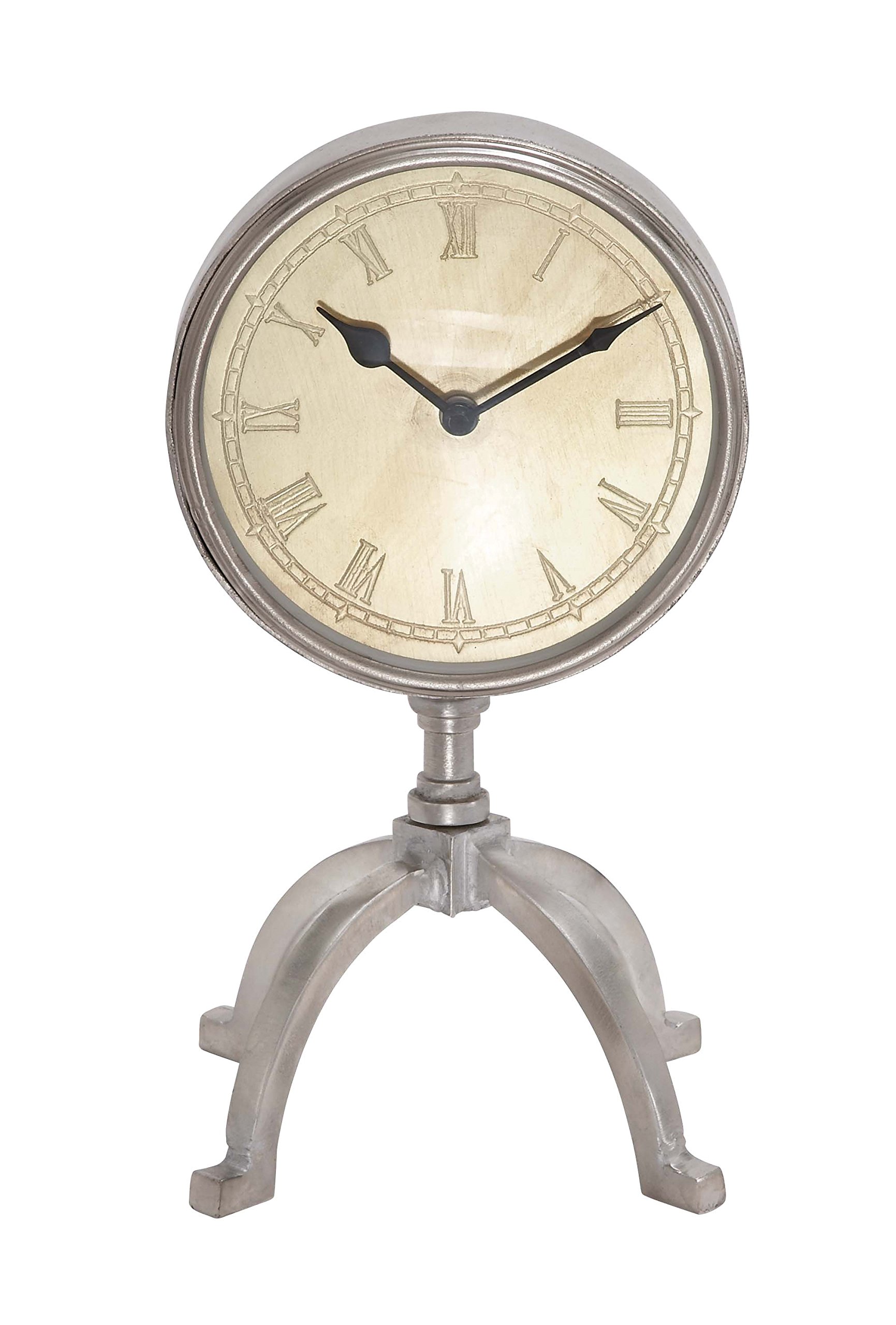 Reloj de mesa de metal Deco 79 de 6 x 12 pulgadas para organizar el tiempo en casa