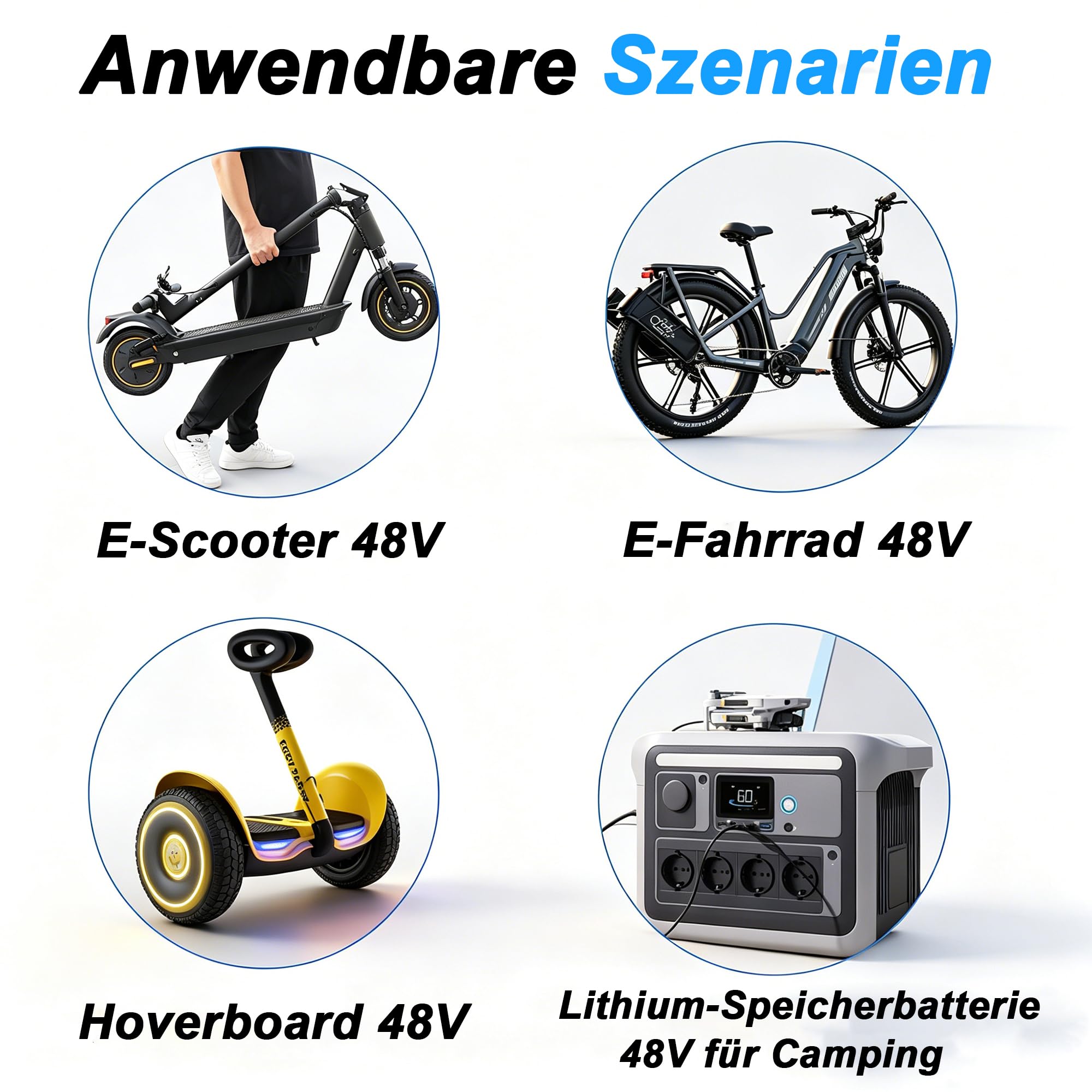 Chargeur 54,6 V 2 A pour scooter électrique, compatible avec batteries au lithium 48 V | XLR 3 broches, indicateur de tension LED, ventilateur, fonctions de protection, convient également pour les vélos électriques