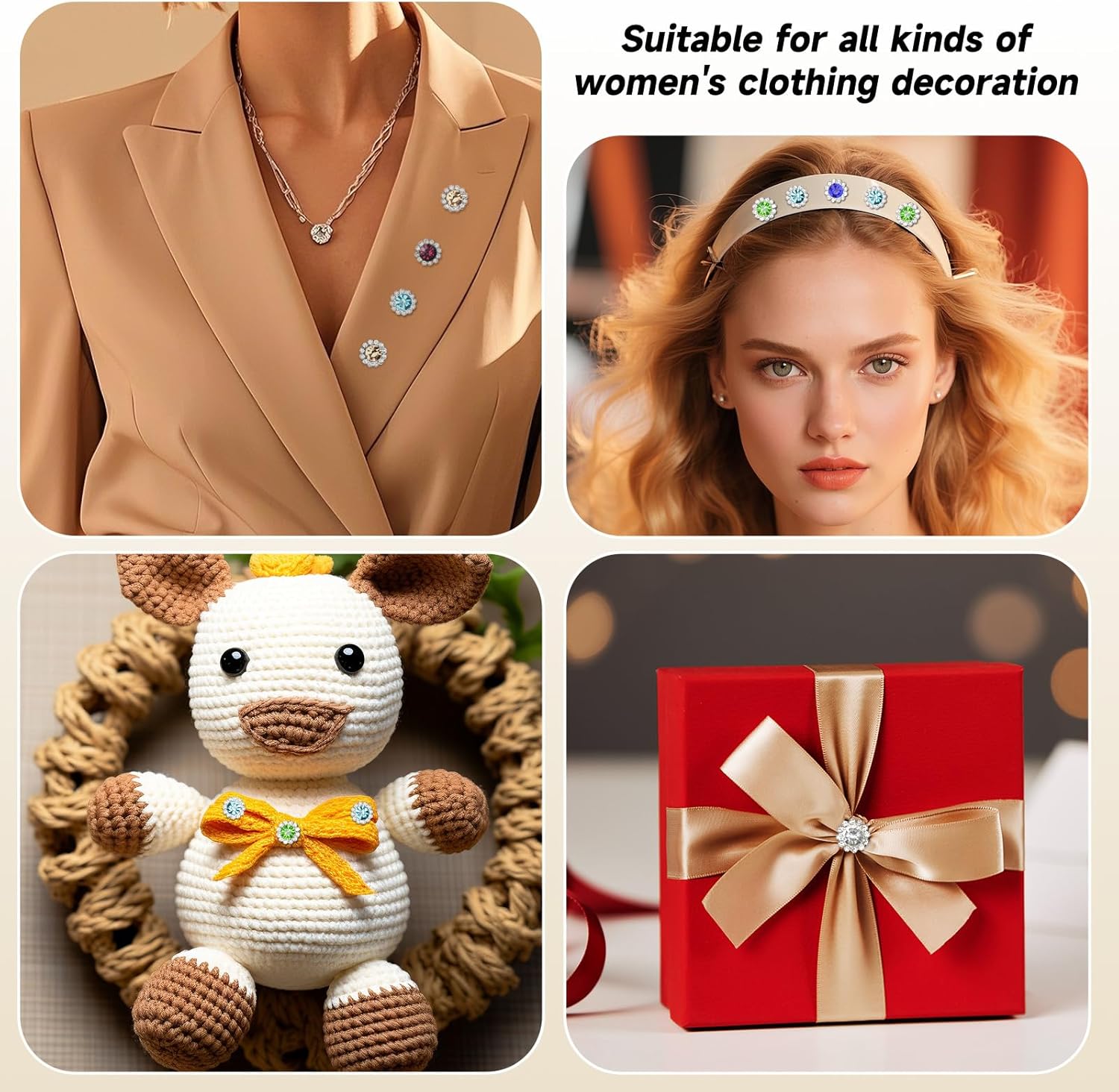 Godonswal140Pcs Sew on Flower Claw Rhinestones 0.47 Inch - Sparkling Crystal Glass Gems for Bedazzling Clothing, Shoes, Bags, Wedding Dresses, Hats & DIY Craft Embellishments (Mixed Color) - Image 7